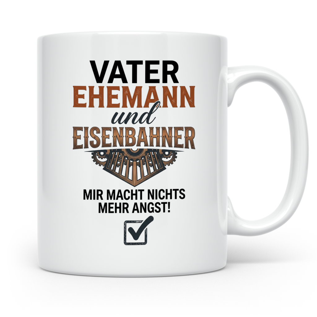 Eisenbahner Tasse lustiger Spruch Vater Ehemann Mir macht ni – Weiß [farbe:weiß]