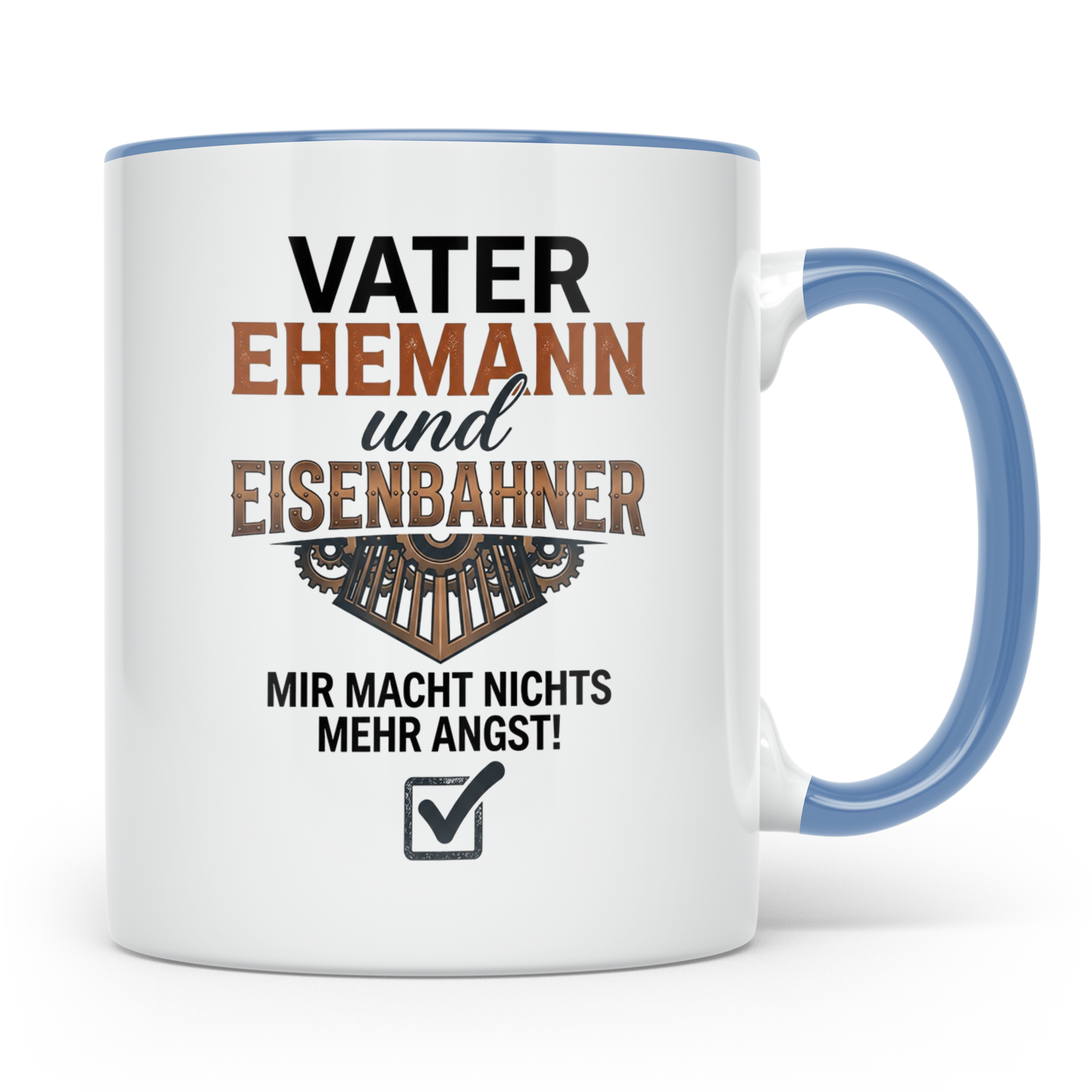 Eisenbahner Tasse lustiger Spruch Vater Ehemann Mir macht ni – Blau [farbe:blau]