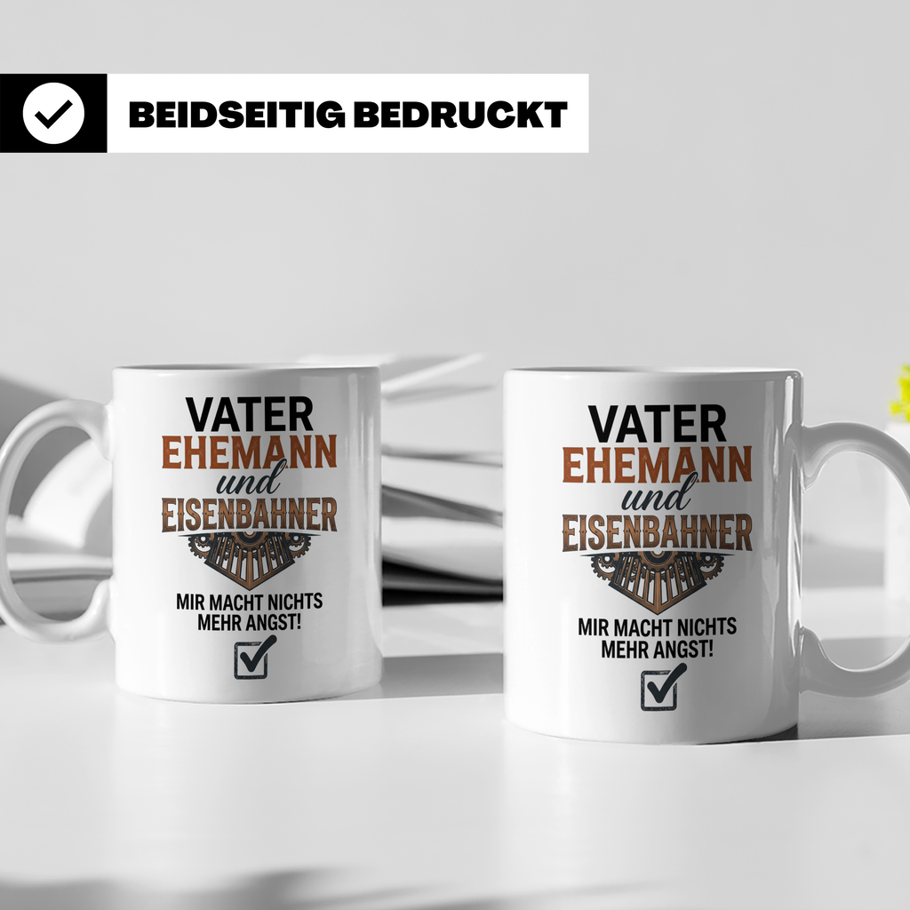 Eisenbahner Tasse lustiger Spruch Vater Ehemann Mir macht ni – Weiß [farbe:weiß]