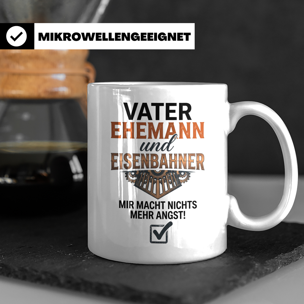 Eisenbahner Tasse lustiger Spruch Vater Ehemann Mir macht ni – Weiß [farbe:weiß]