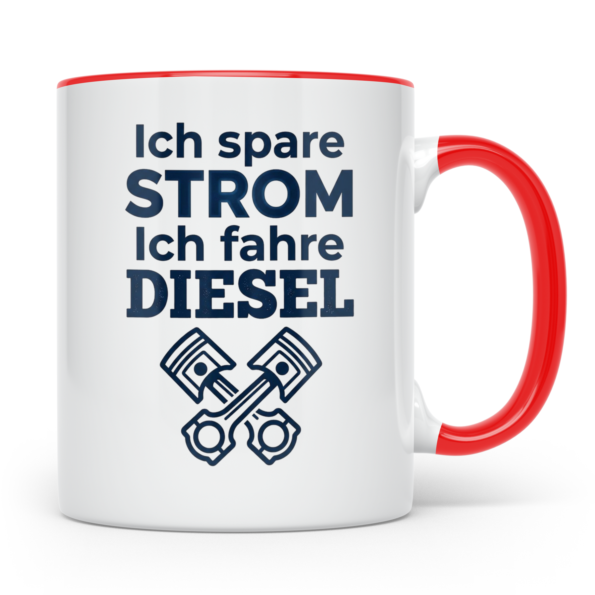 Diesel Tasse mit Spruch Ich spare Strom Ich fahre Diesel, An – Rot [farbe:rot]
