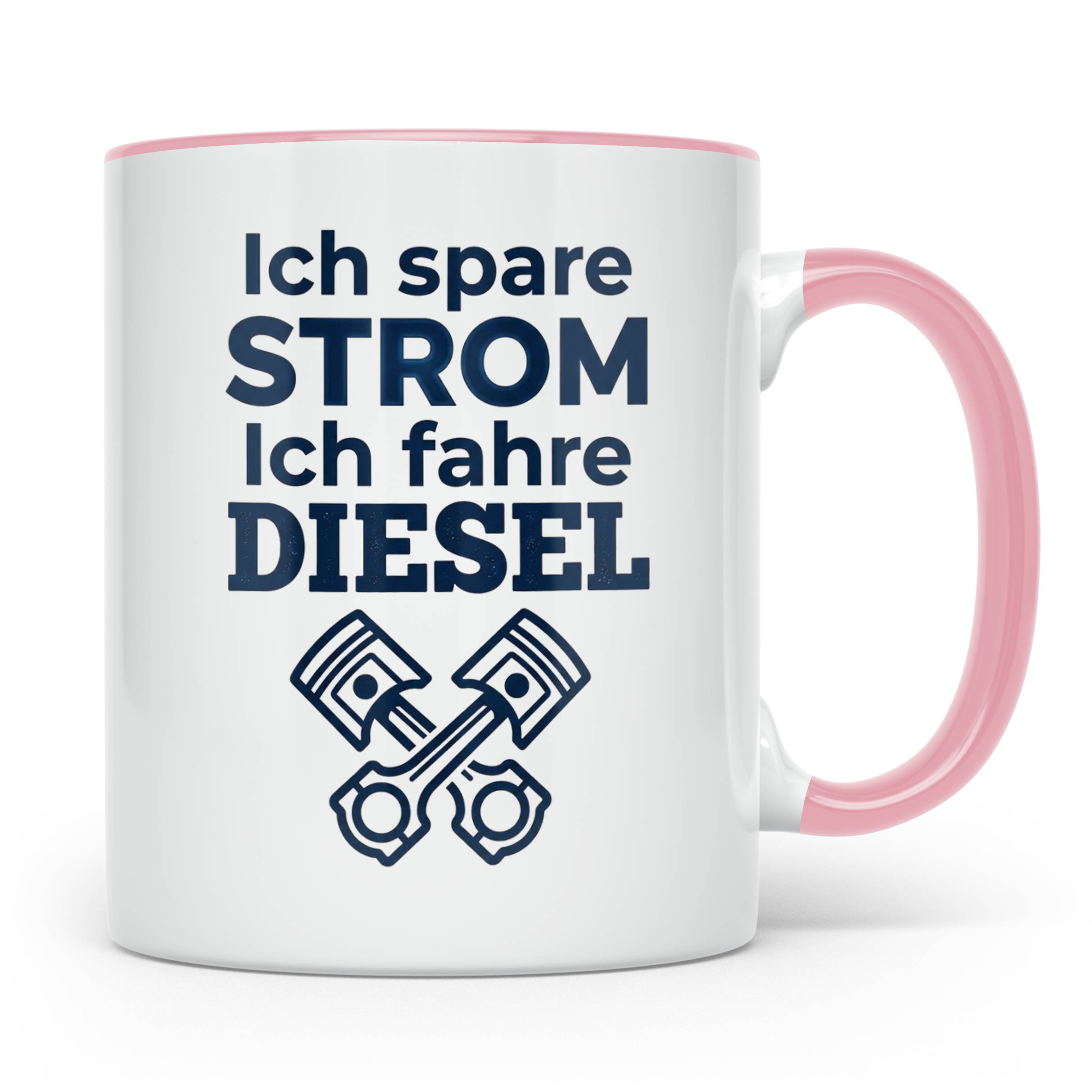 Diesel Tasse mit Spruch Ich spare Strom Ich fahre Diesel, An – Rosa [farbe:rosa]