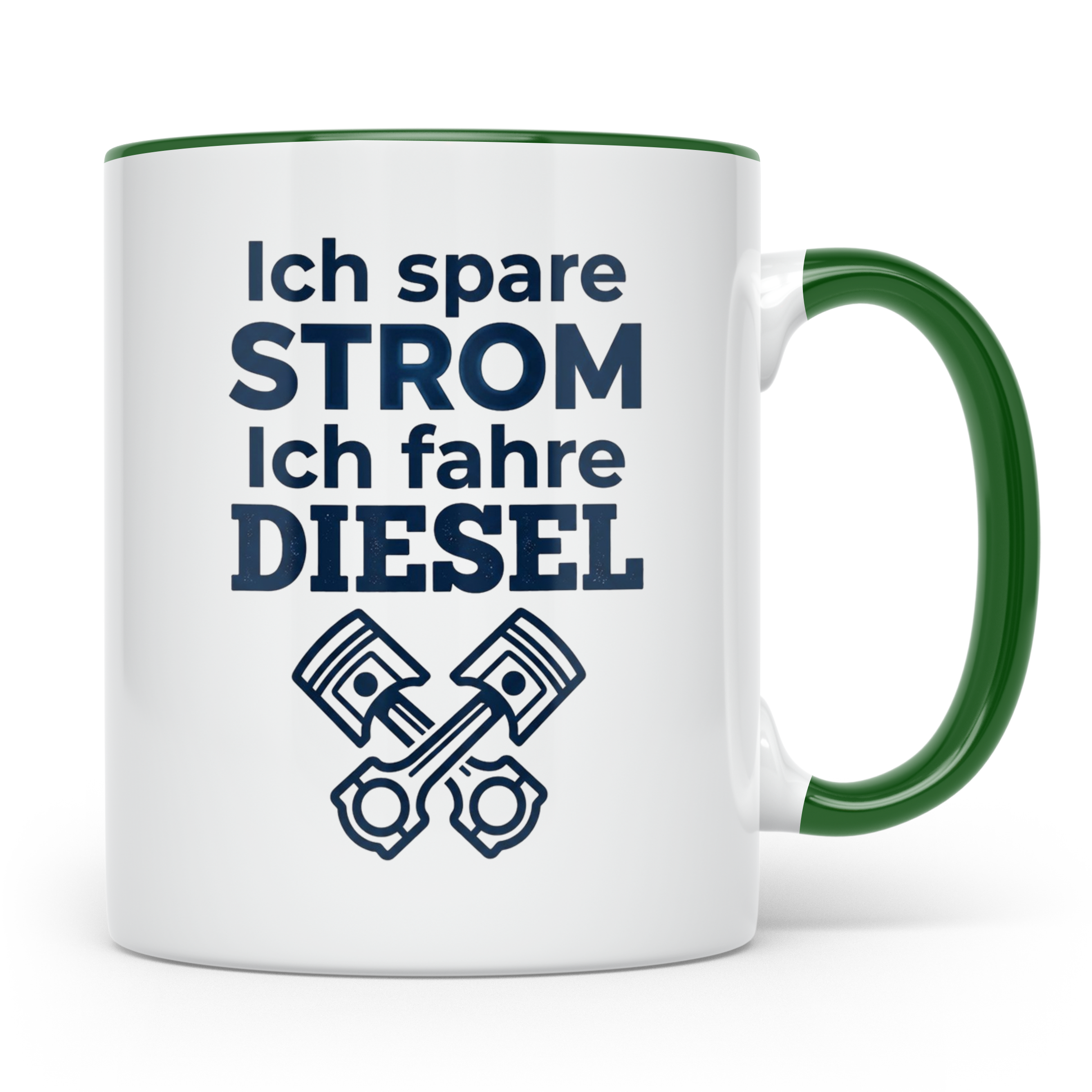 Diesel Tasse mit Spruch Ich spare Strom Ich fahre Diesel, An – Grün [farbe:grün]
