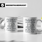 Nähen Tasse mit Spruch 'Nadel & Stoff' | Kaffeetasse für Sch – Weiß [farbe:weiß]