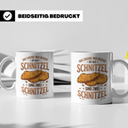 Schnitzel Tasse mit Spruch Zwei Schnitzel, lustiges Geschenk – Weiß [farbe:weiß]