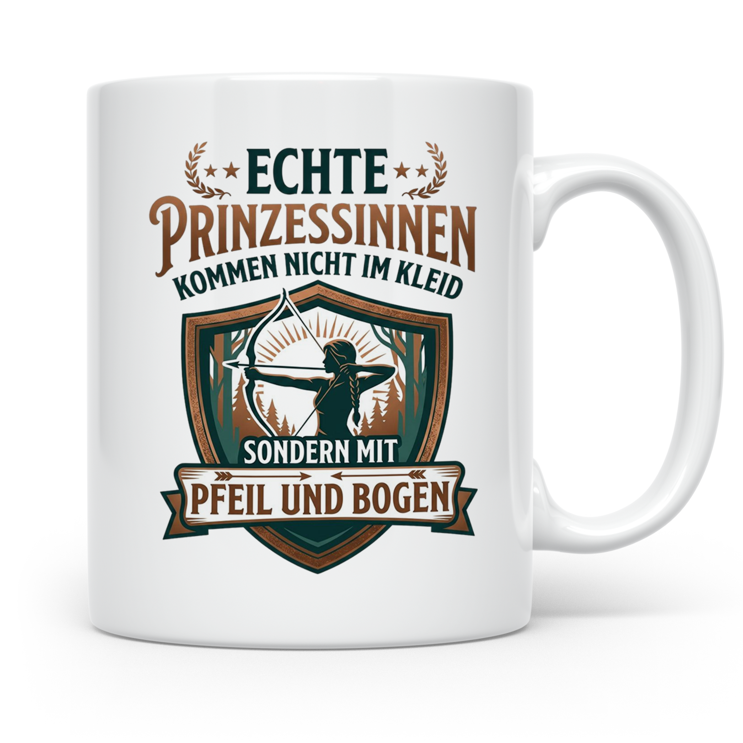 Bogenschießen Tasse für Frauen | Echte Prinzessinnen kommen  – Weiß [farbe:weiß]