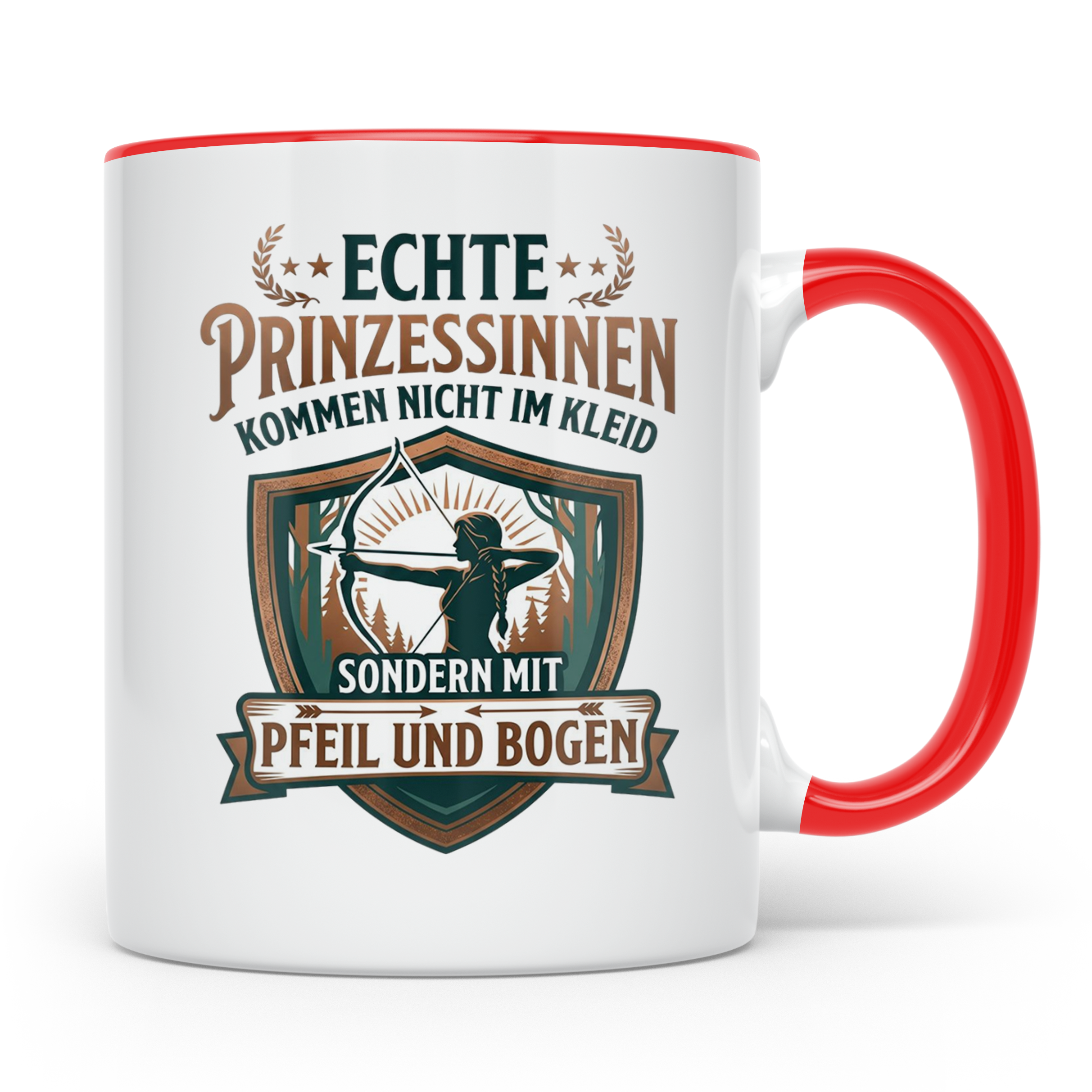 Bogenschießen Tasse für Frauen | Echte Prinzessinnen kommen  – Rot [farbe:rot]