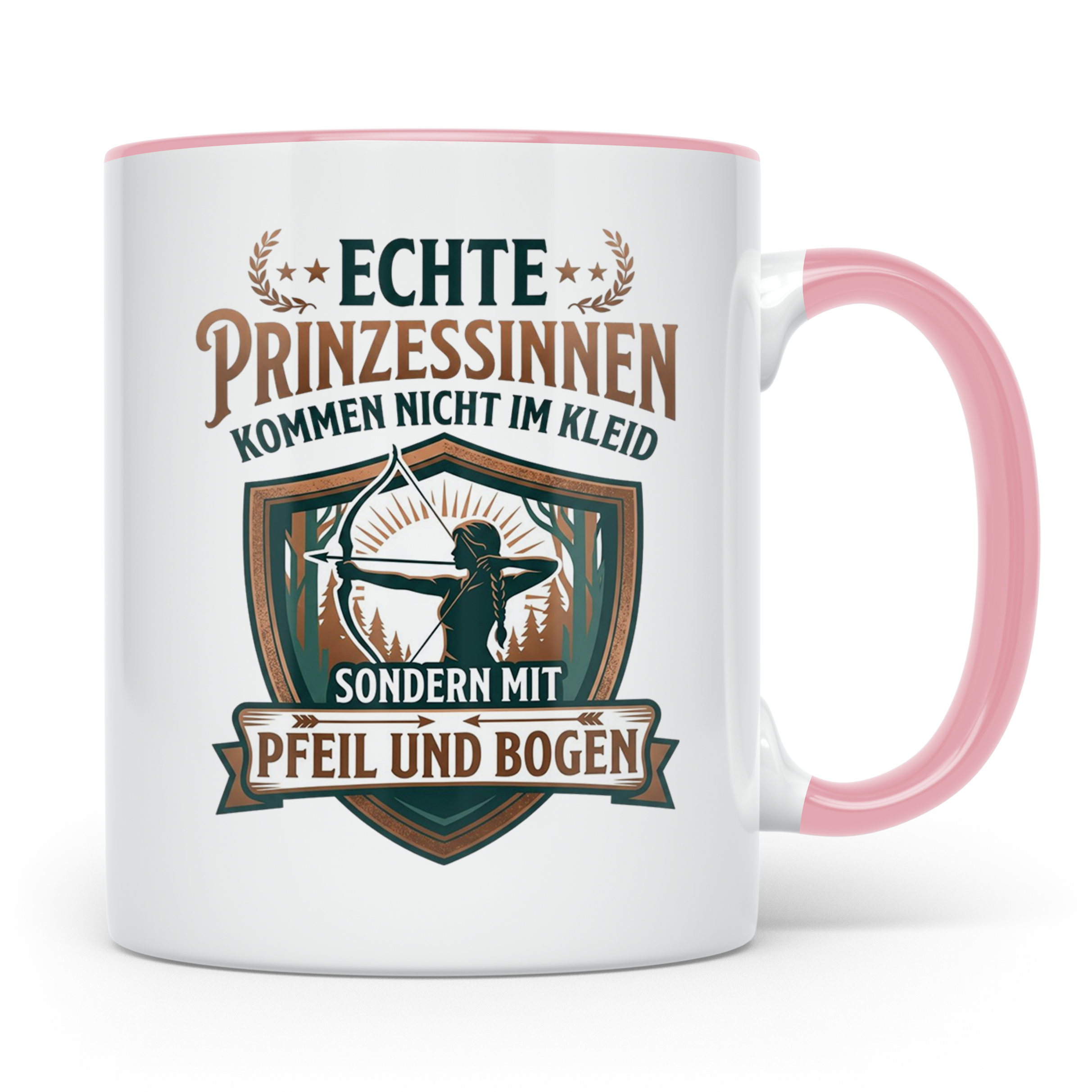 Bogenschießen Tasse für Frauen | Echte Prinzessinnen kommen  – Rosa [farbe:rosa]