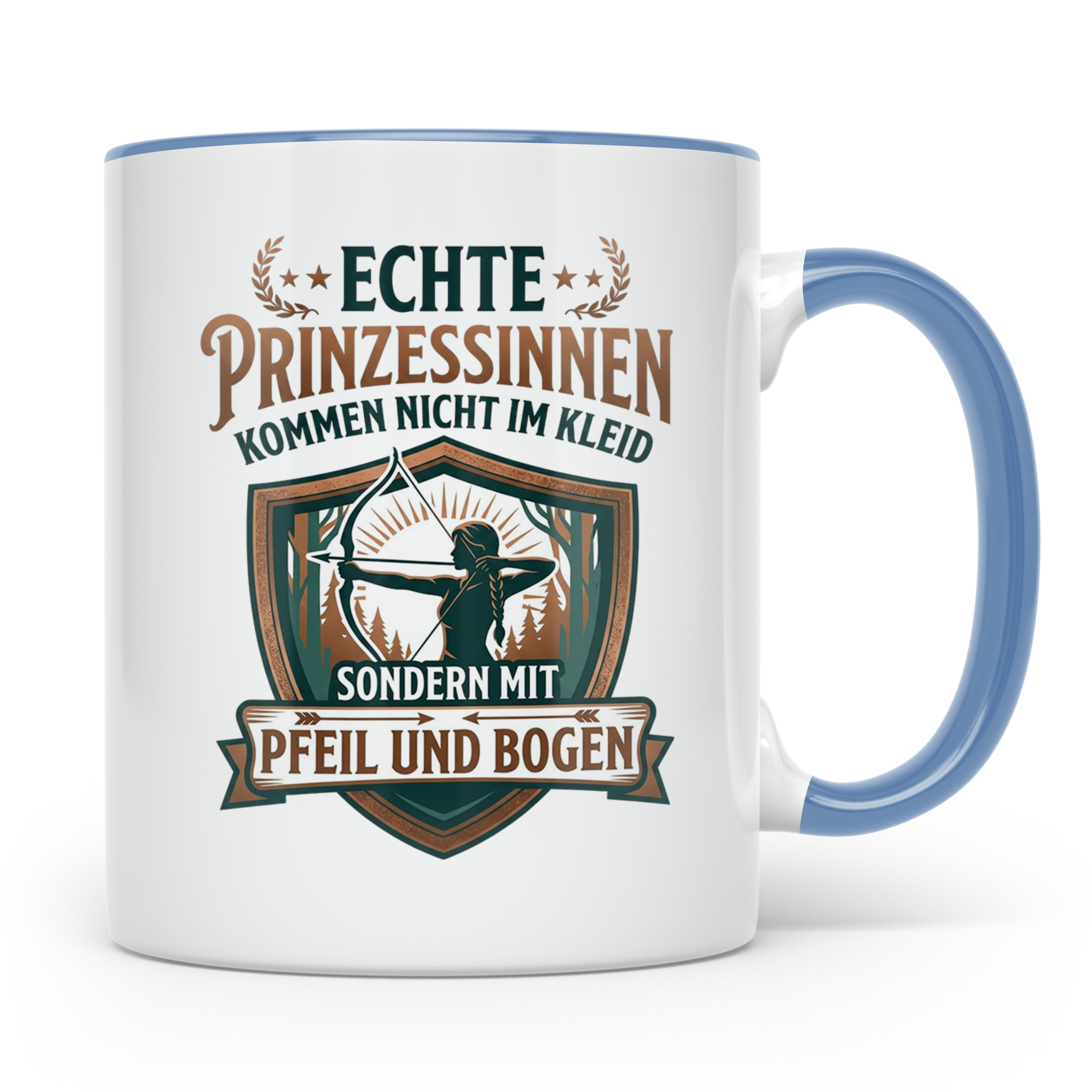 Bogenschießen Tasse für Frauen | Echte Prinzessinnen kommen  – Blau [farbe:blau]