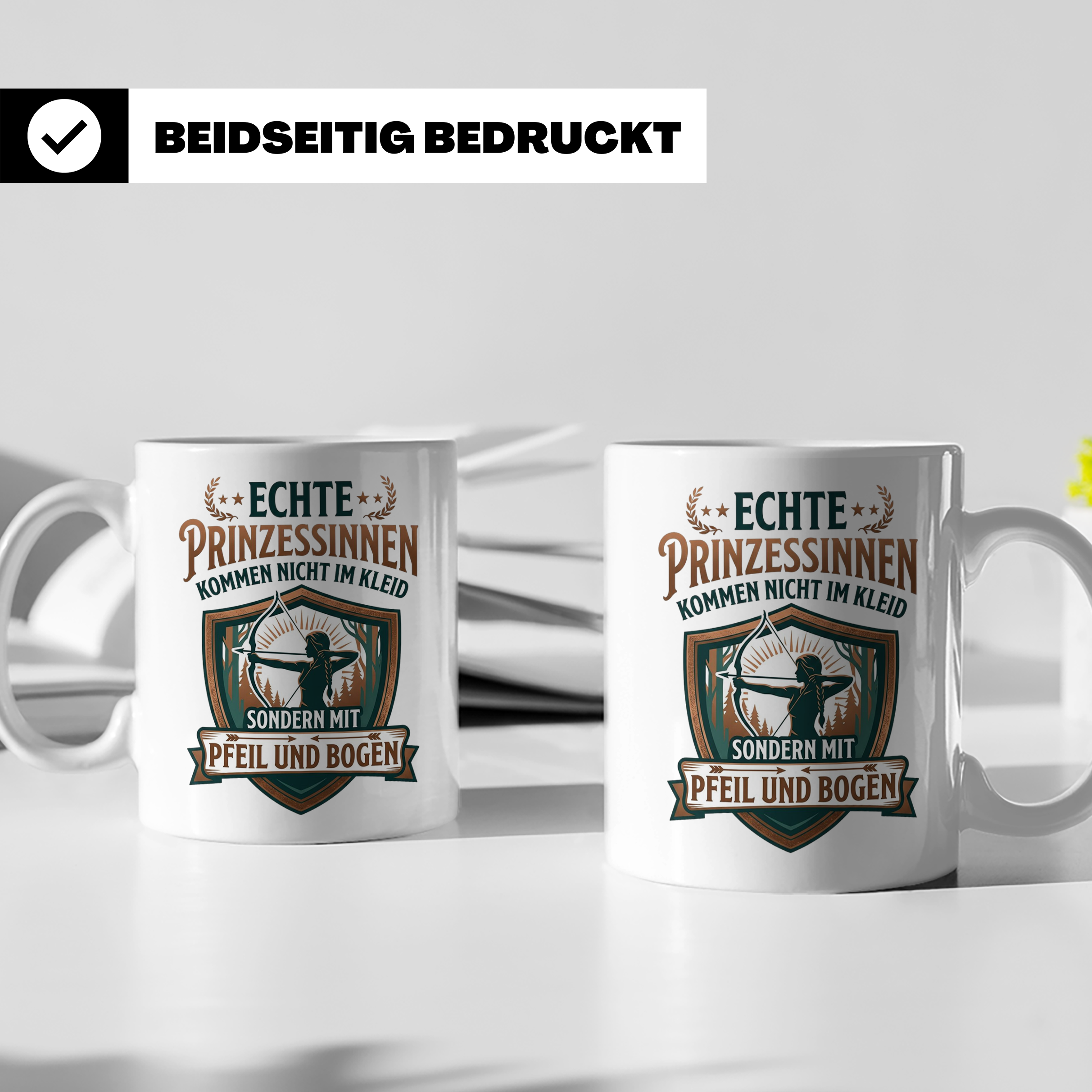 Bogenschießen Tasse für Frauen | Echte Prinzessinnen kommen  – Weiß [farbe:weiß]