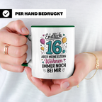 Endlich 16 Tasse - Geburtstag 16. Teenager Geschenkidee - Eltern wohnen noch bei mir - Sechzehn Sprüche Geschenk Tasse