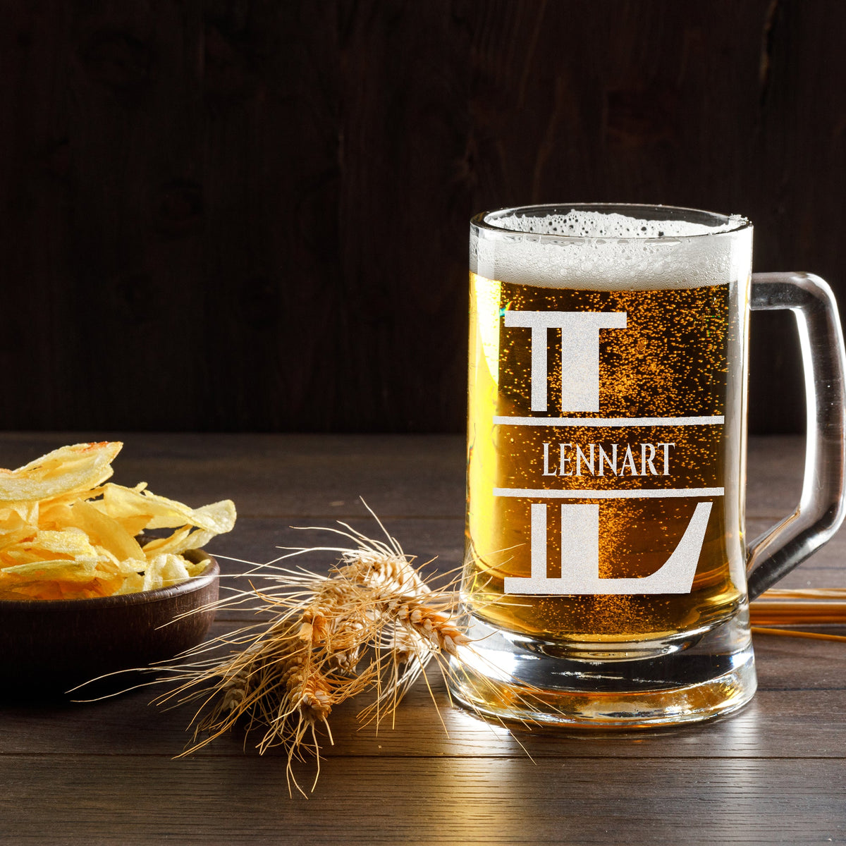 Personalisiertes Bierkrug mit Monogramm – Elegantes Geschenk für Männer, Monogramm L Bierkrug für Lieber Freund, Ideal für Geburtstagsgeschenke