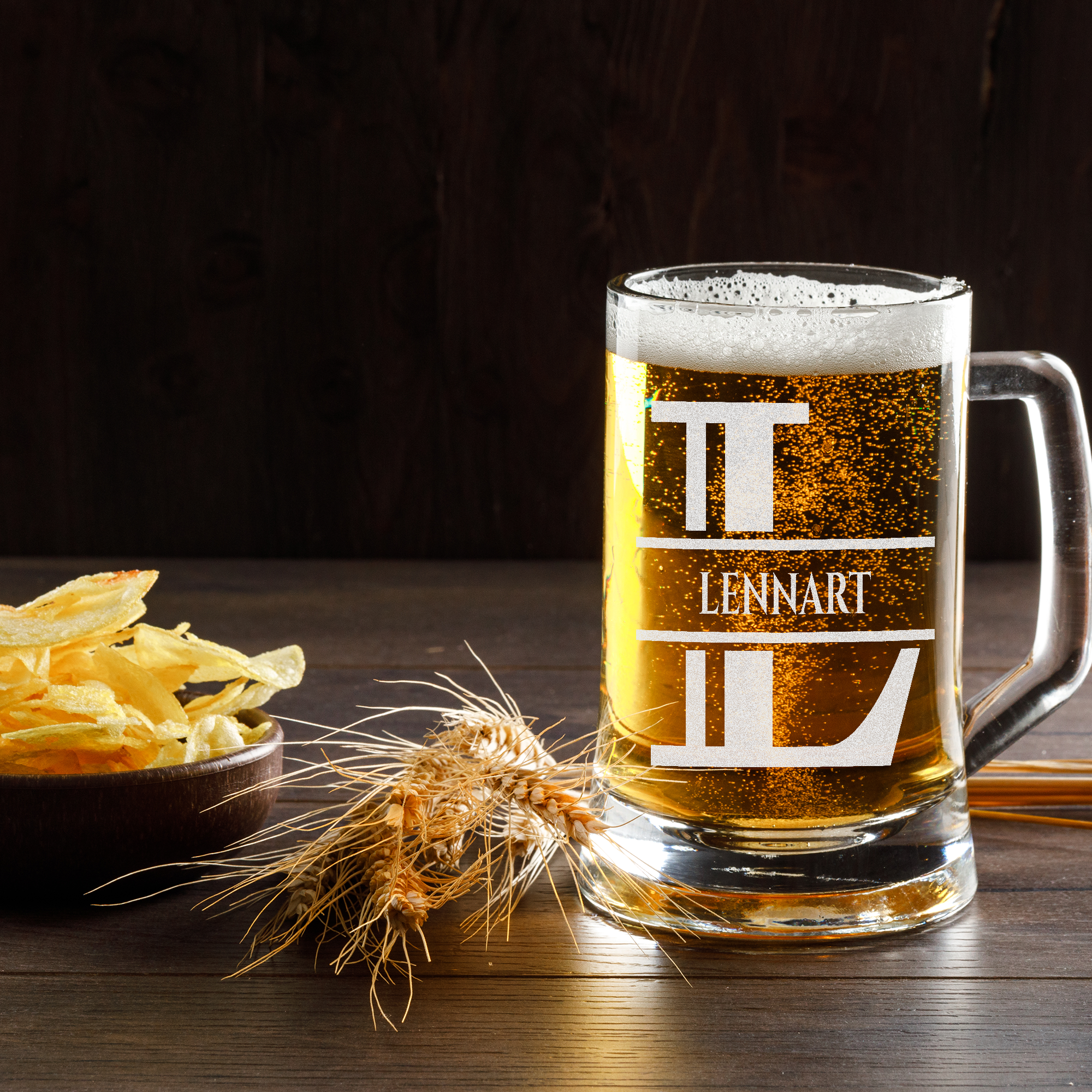 Personalisiertes Bierkrug mit Monogramm – Elegantes Geschenk für Männer, Monogramm L Bierkrug für Lieber Freund, Ideal für Geburtstagsgeschenke