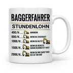 Baggerfahrer Tasse mit Spruch Stundenlohn lustig Kaffeetasse – Weiß [farbe:weiß]