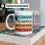 Bogenschießen Tasse Zielen Schießen Fluchen Nochmal, lustige – Weiß [farbe:weiß]