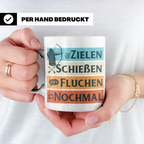 Bogenschießen Tasse Zielen Schießen Fluchen Nochmal, lustige – Weiß [farbe:weiß]
