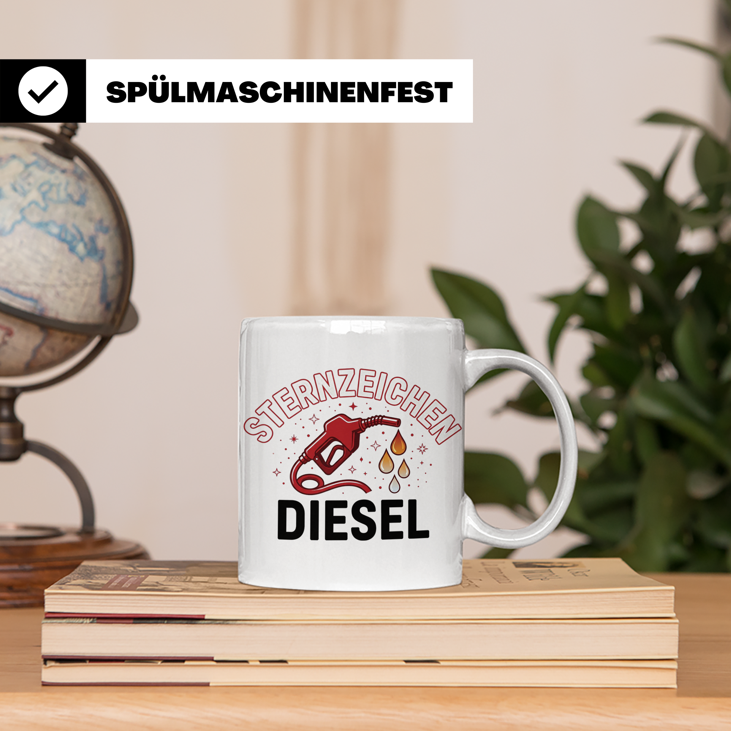 Sternzeichen Diesel Tasse lustiger Spruch für Autofahrer, Sc – Weiß [farbe:weiß]