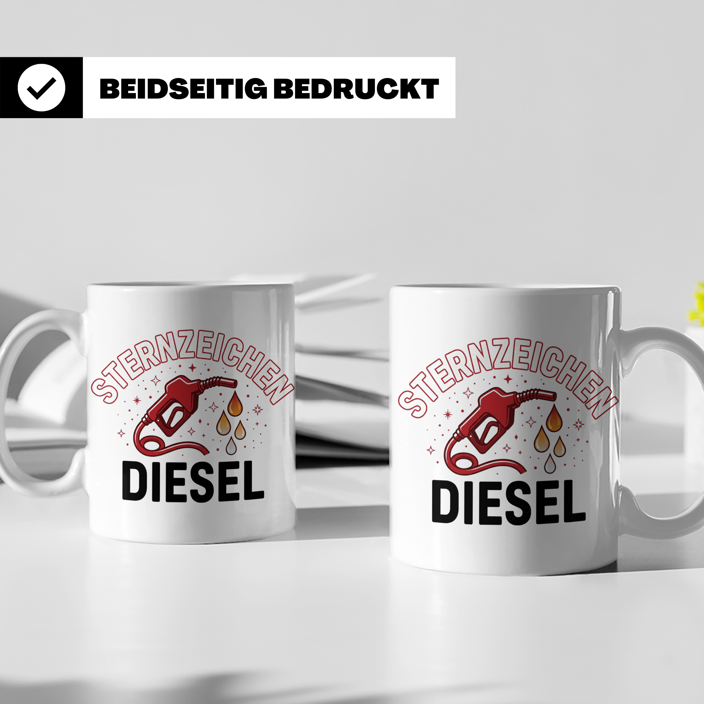 Sternzeichen Diesel Tasse lustiger Spruch für Autofahrer, Sc – Weiß [farbe:weiß]