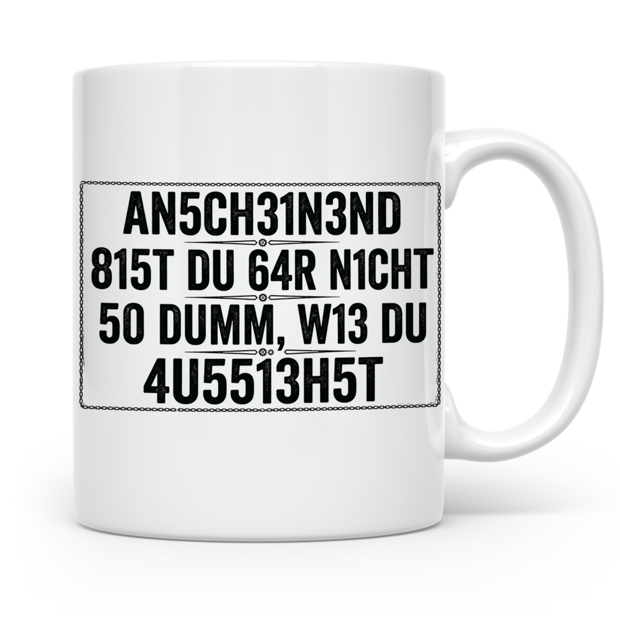 Sarkastische Tasse mit Spruch 'Anscheinend nicht so dumm'. L – Weiß [farbe:weiß]