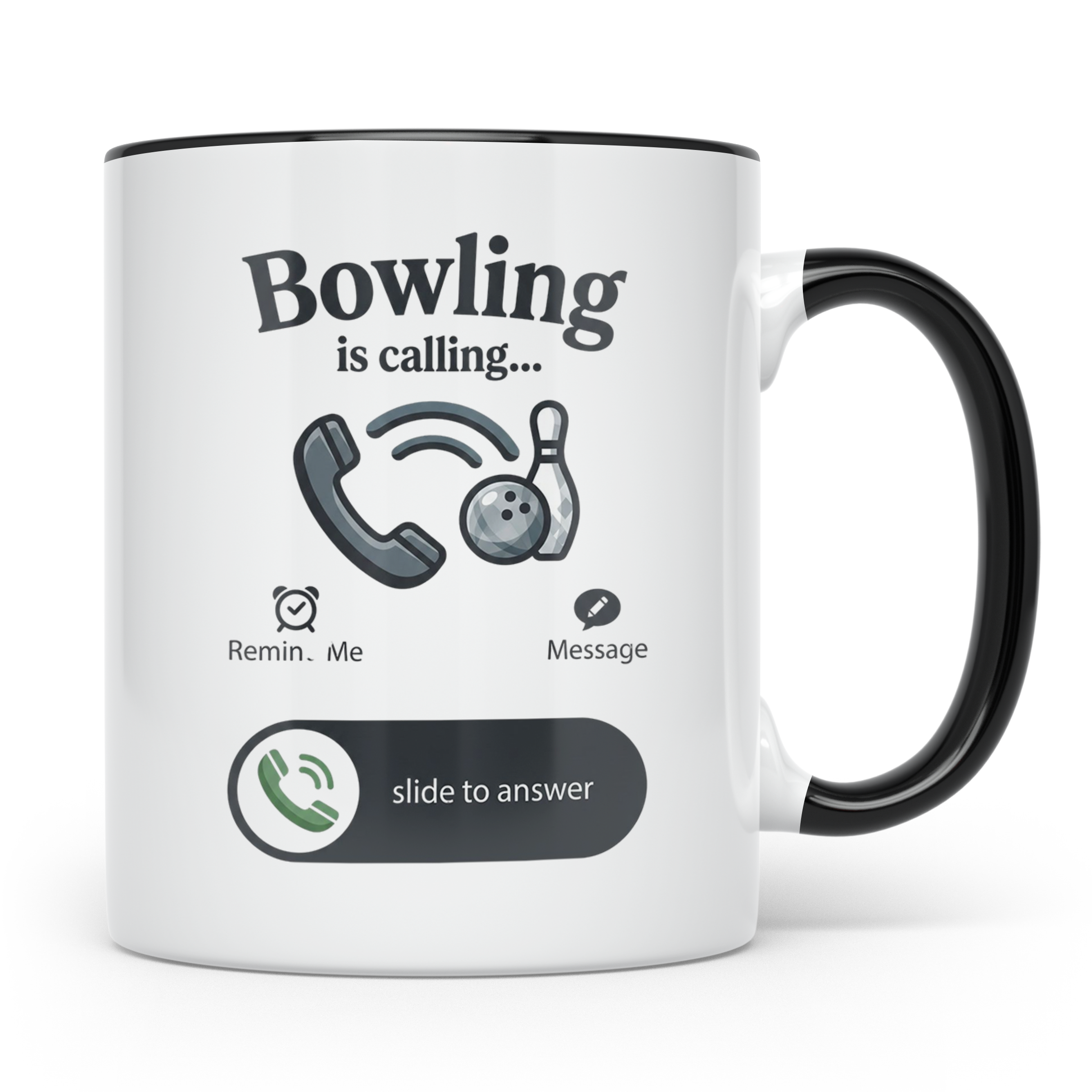 Bowling Tasse Bowling is Calling, lustiger Spruch für Bowler – Schwarz [farbe:schwarz]