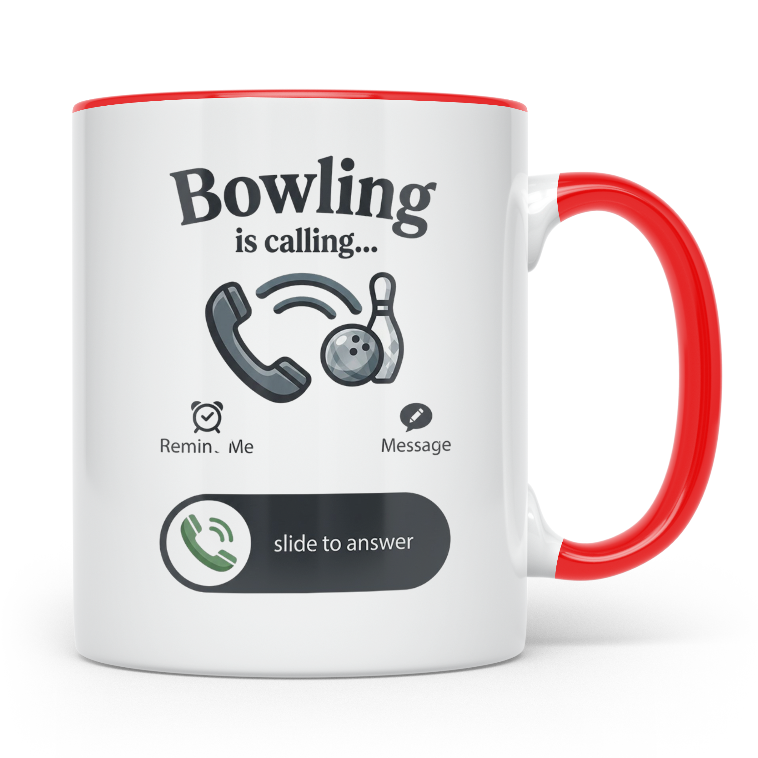 Bowling Tasse Bowling is Calling, lustiger Spruch für Bowler – Rot [farbe:rot]