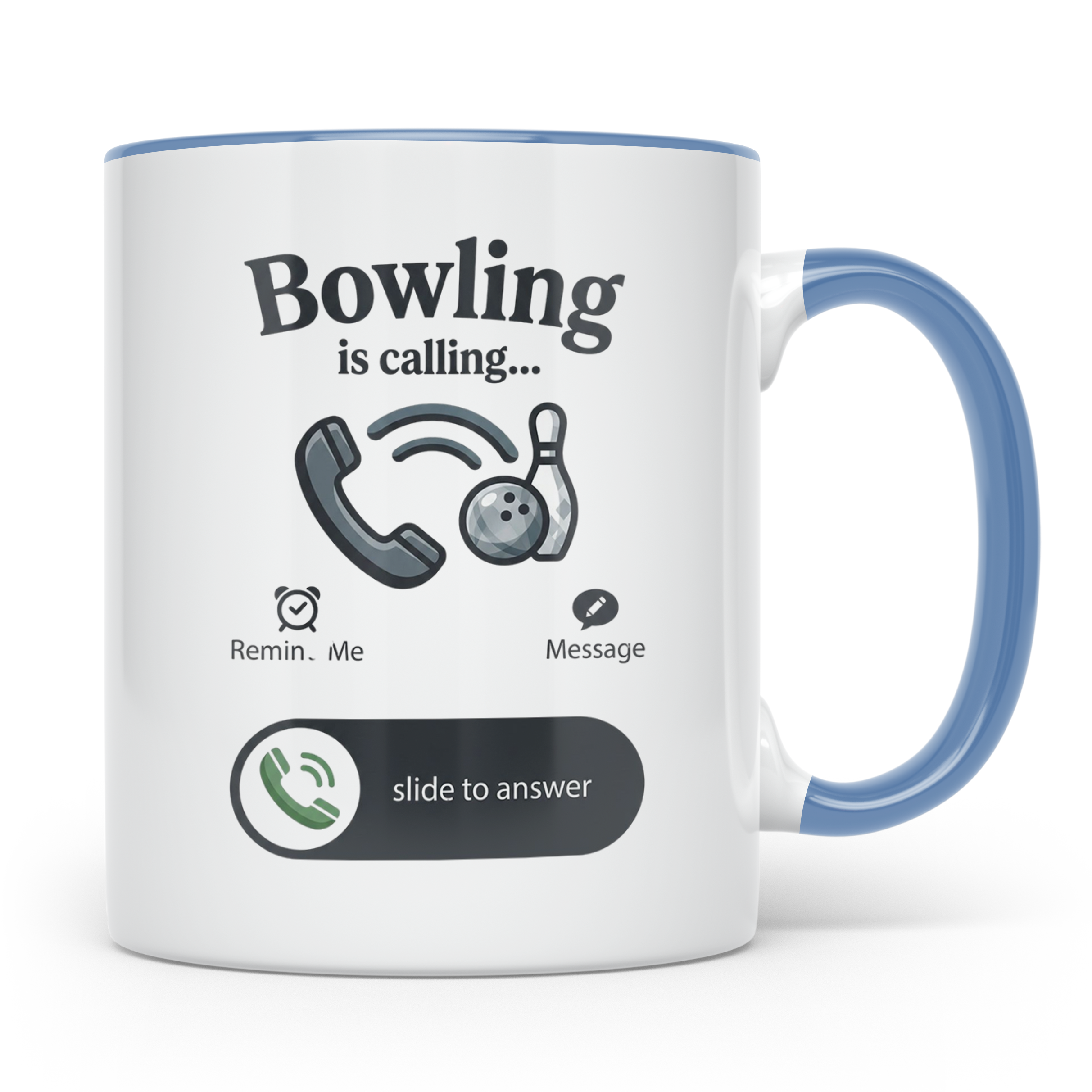 Bowling Tasse Bowling is Calling, lustiger Spruch für Bowler – Blau [farbe:blau]