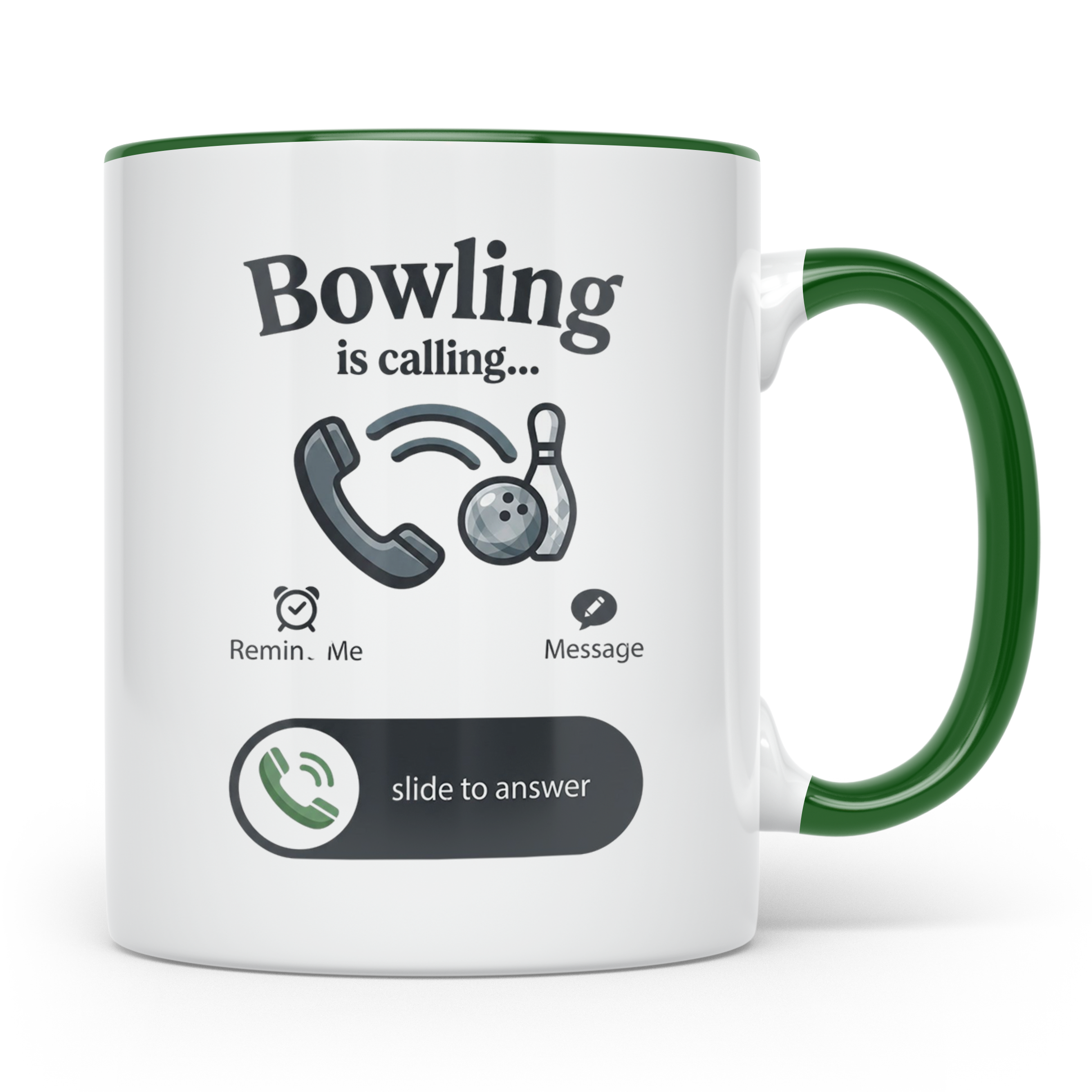 Bowling Tasse Bowling is Calling, lustiger Spruch für Bowler – Grün [farbe:grün]