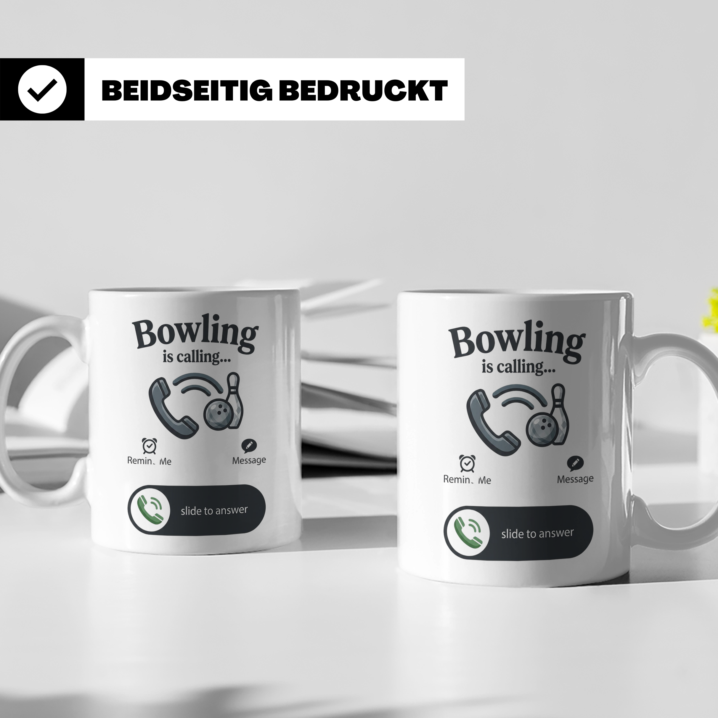 Bowling Tasse Bowling is Calling, lustiger Spruch für Bowler – Weiß [farbe:weiß]