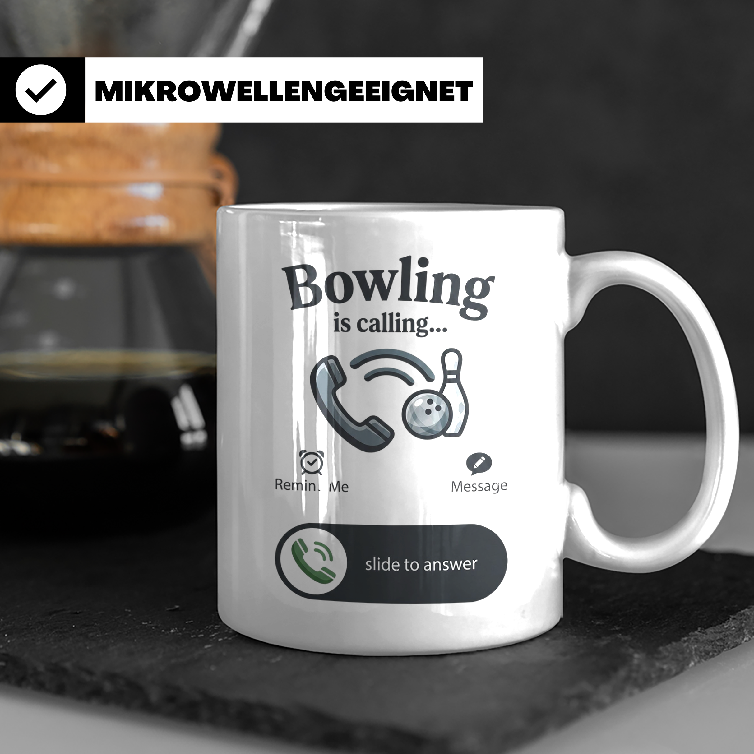 Bowling Tasse Bowling is Calling, lustiger Spruch für Bowler – Weiß [farbe:weiß]