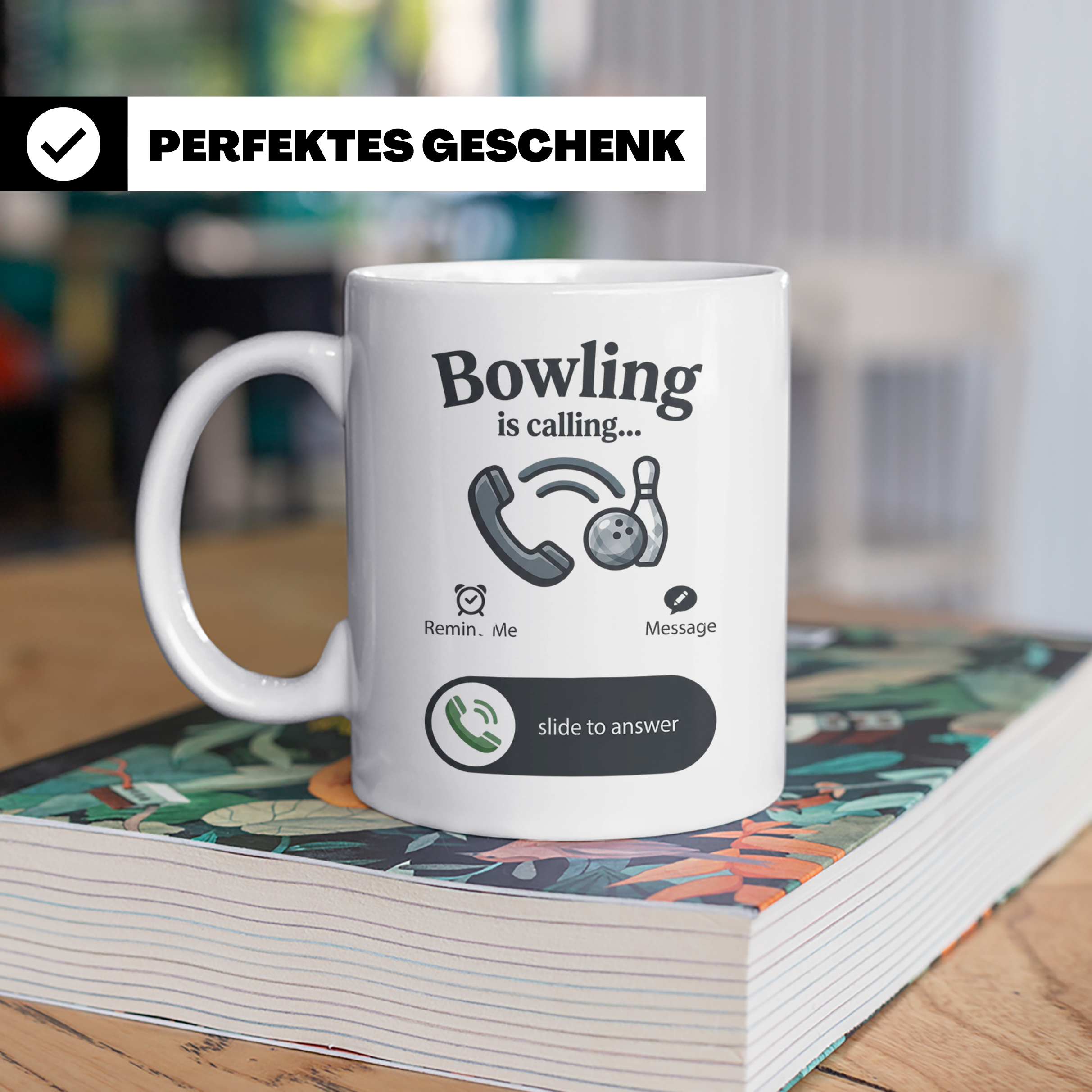 Bowling Tasse Bowling is Calling, lustiger Spruch für Bowler – Weiß [farbe:weiß]