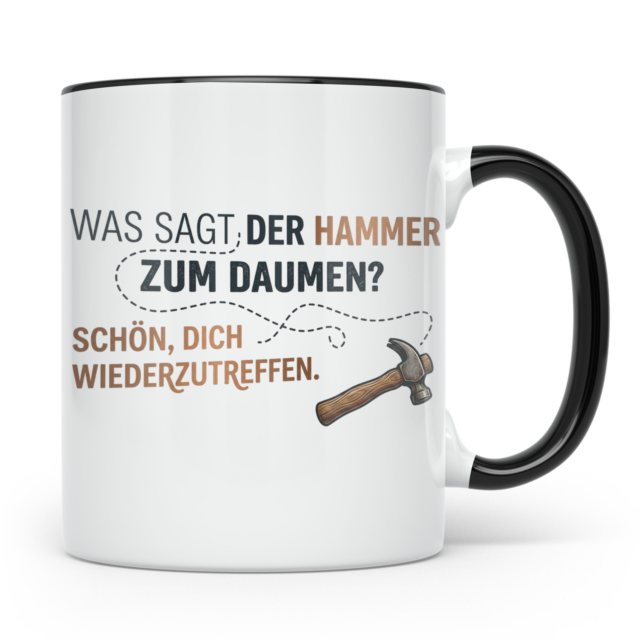 Handwerker Witz Tasse Hammer Daumen Spruch | Lustige Kaffeet – Schwarz [farbe:schwarz]