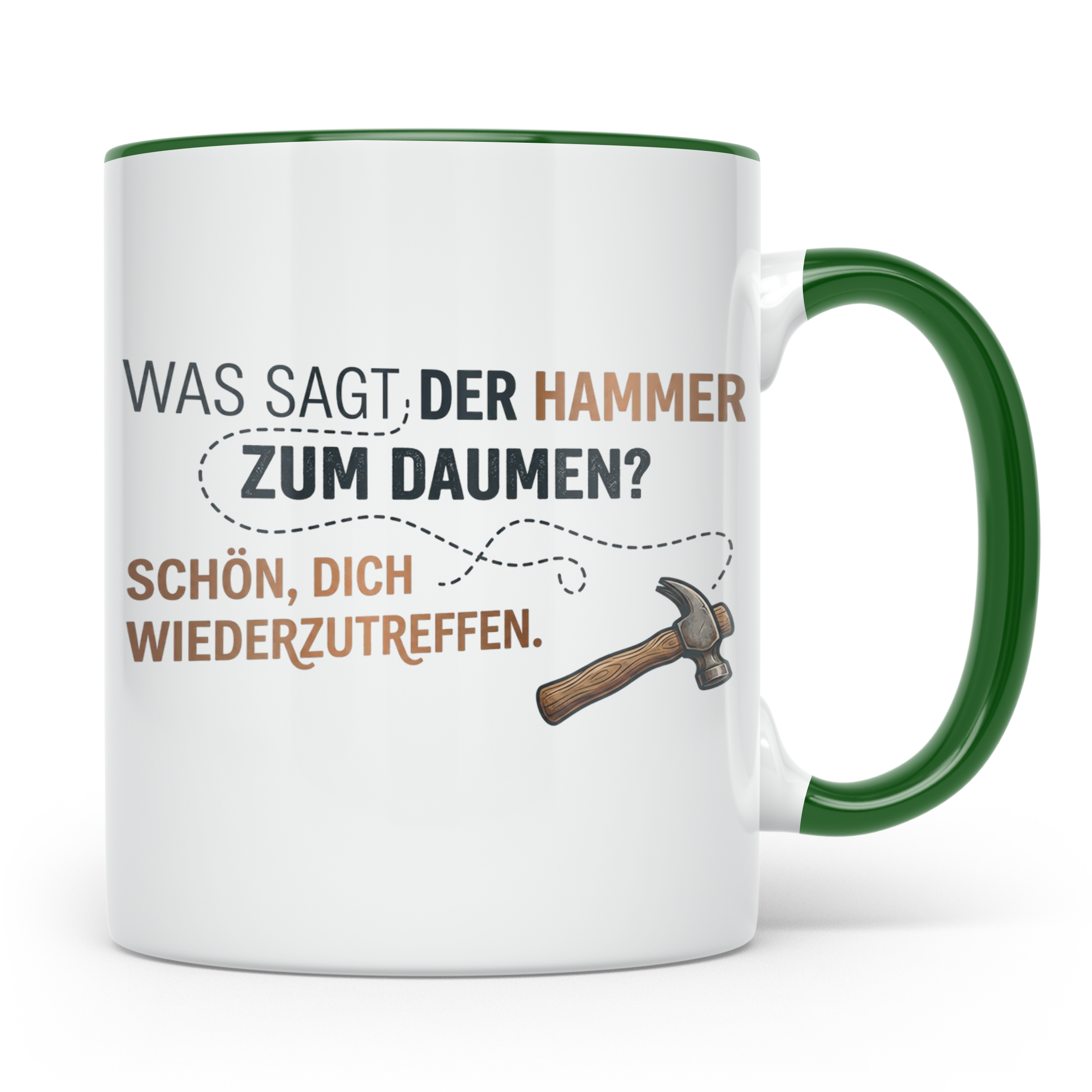 Handwerker Witz Tasse Hammer Daumen Spruch | Lustige Kaffeet – Grün [farbe:grün]