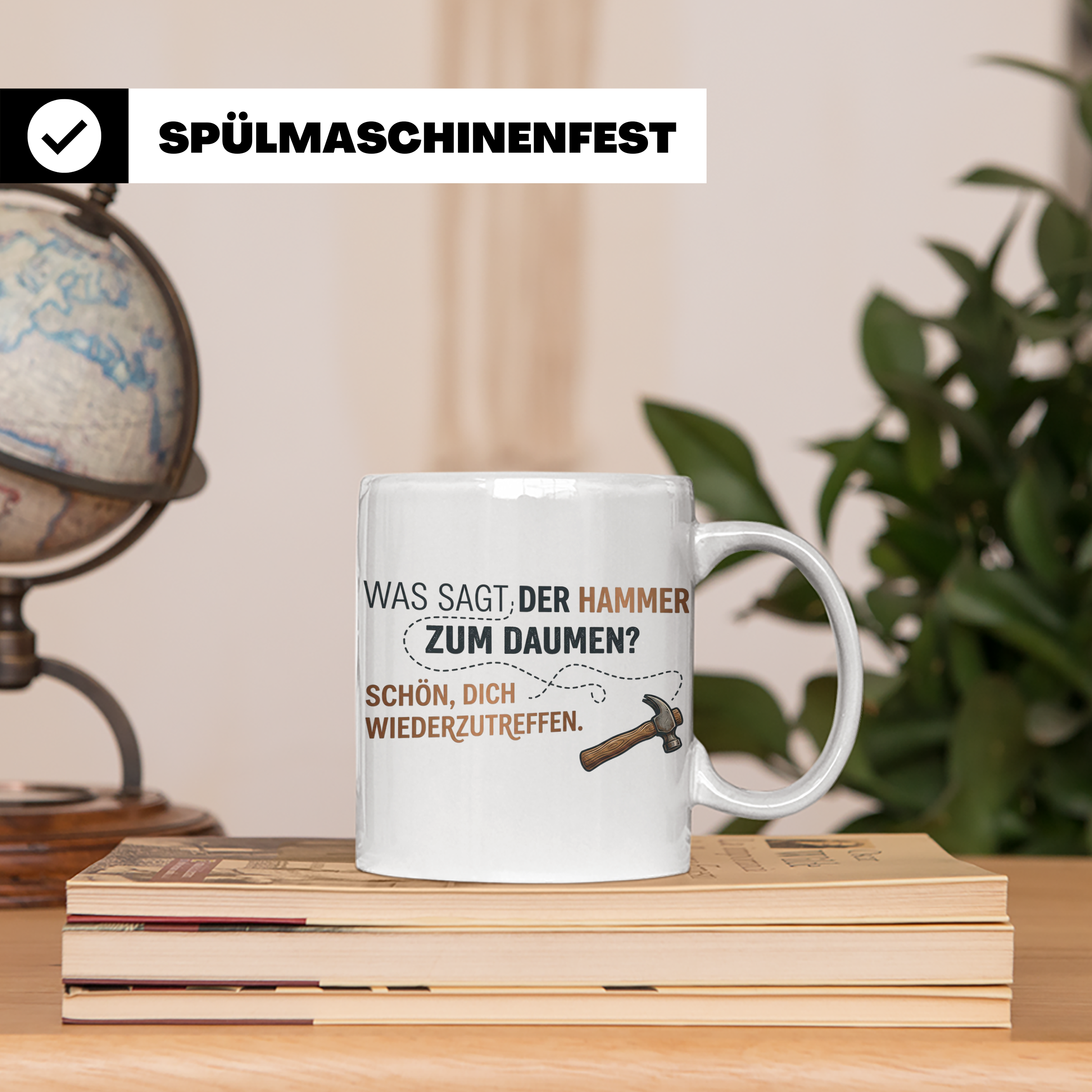 Handwerker Witz Tasse Hammer Daumen Spruch | Lustige Kaffeet – Weiß [farbe:weiß]