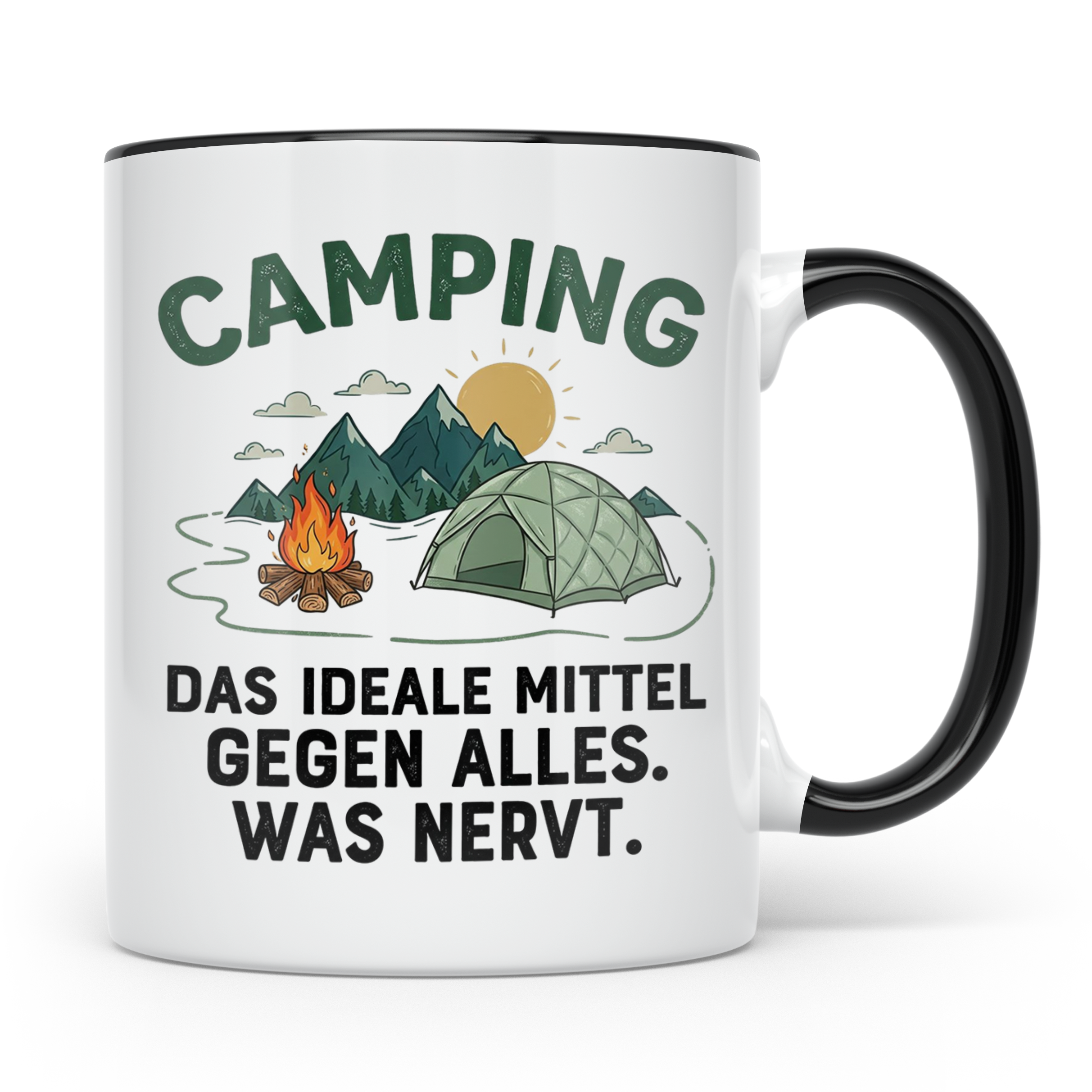 Camping Tasse mit Spruch 'Mittel gegen alles was nervt' | Ge – Schwarz [farbe:schwarz]