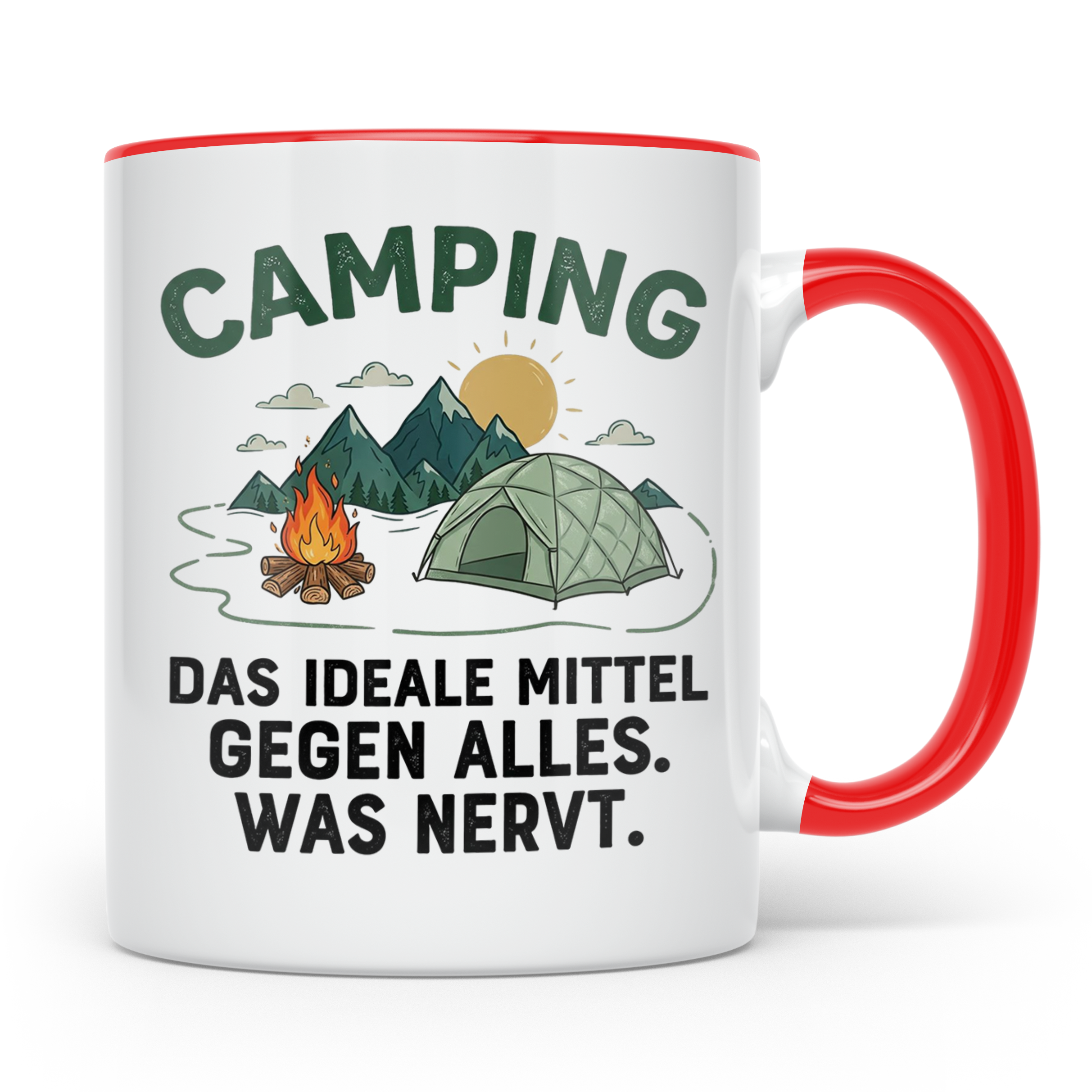 Camping Tasse mit Spruch 'Mittel gegen alles was nervt' | Ge – Rot [farbe:rot]