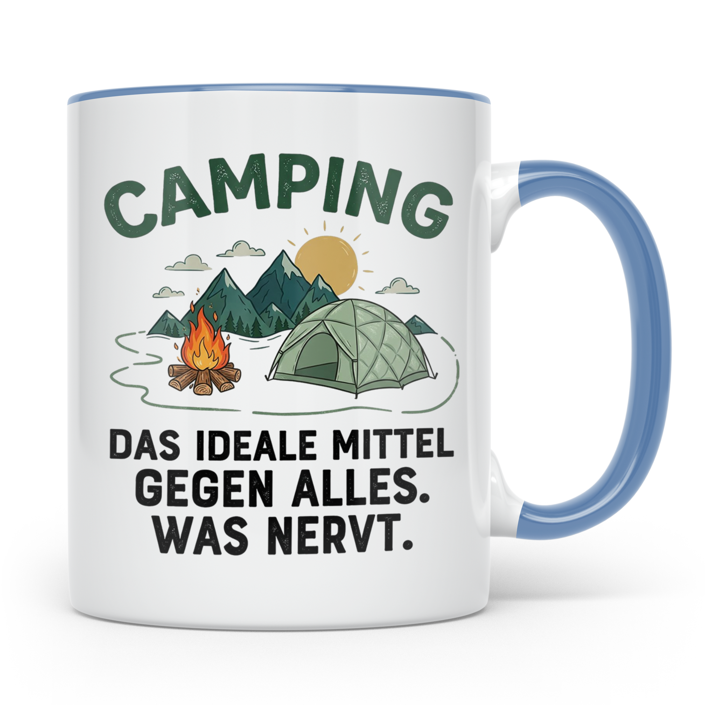 Camping Tasse mit Spruch 'Mittel gegen alles was nervt' | Ge – Blau [farbe:blau]