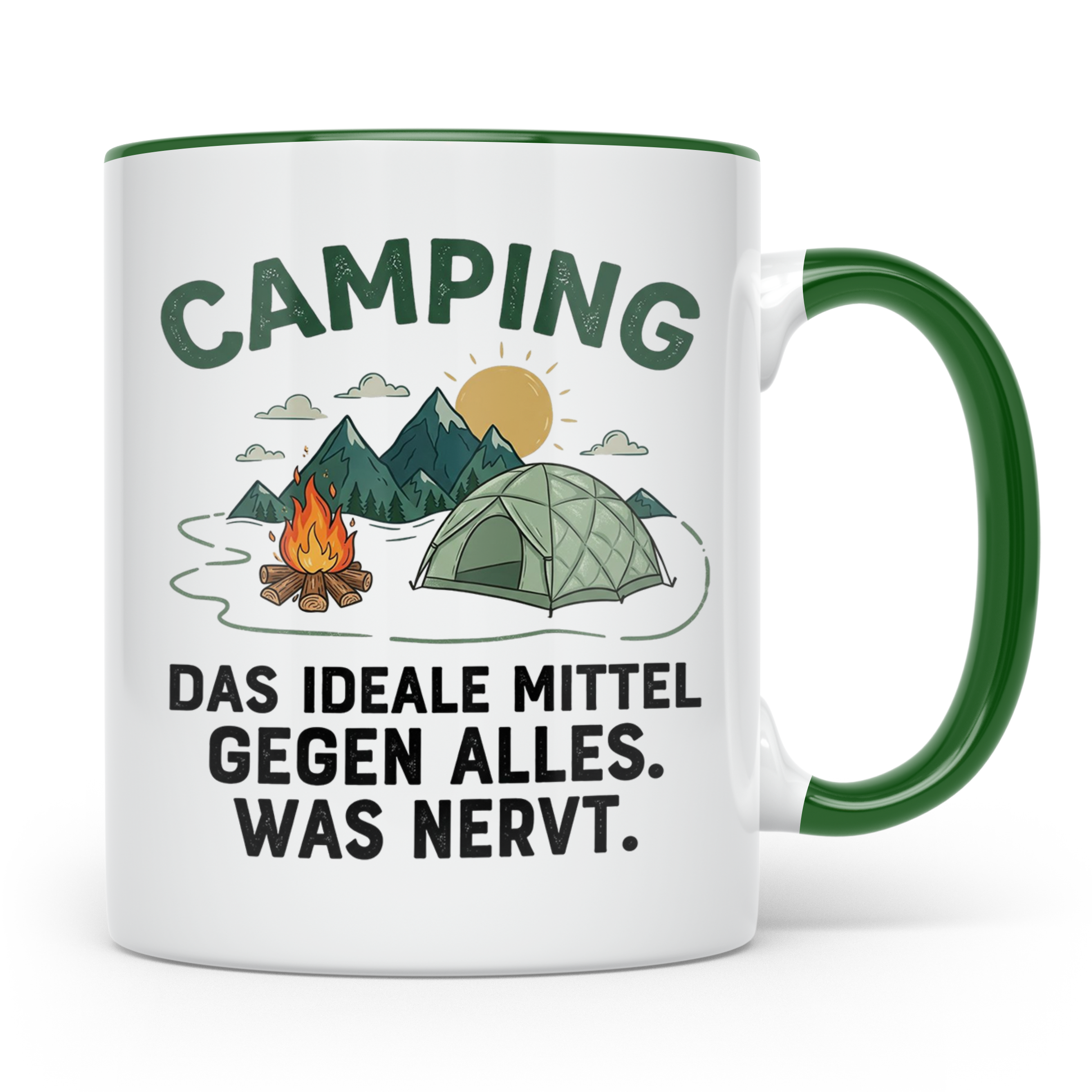 Camping Tasse mit Spruch 'Mittel gegen alles was nervt' | Ge – Grün [farbe:grün]