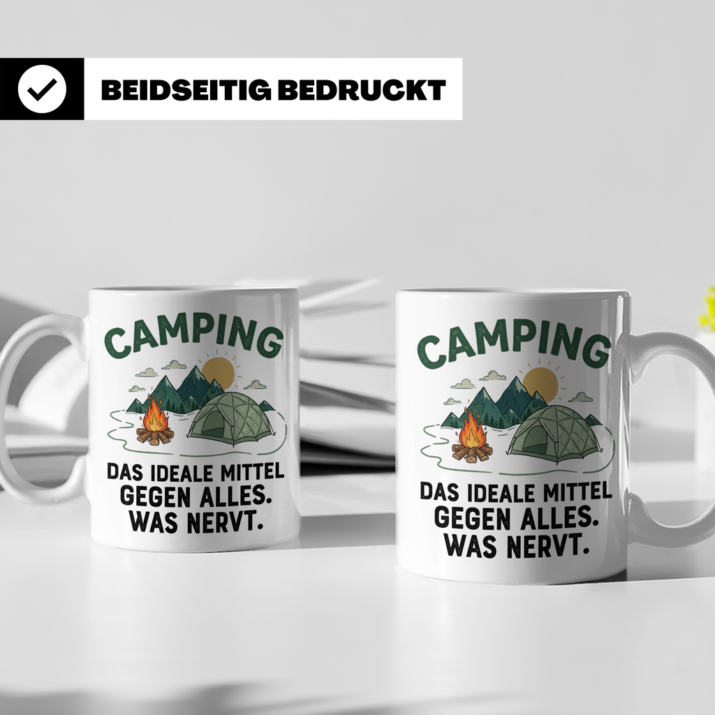 Camping Tasse mit Spruch 'Mittel gegen alles was nervt' | Ge – Weiß [farbe:weiß]