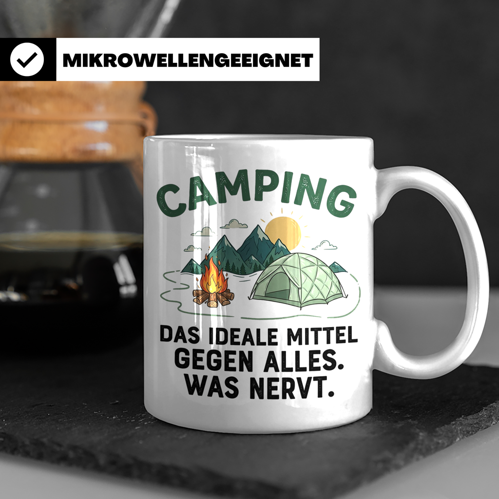 Camping Tasse mit Spruch 'Mittel gegen alles was nervt' | Ge – Weiß [farbe:weiß]
