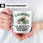 Camping Tasse mit Spruch 'Mittel gegen alles was nervt' | Ge – Weiß [farbe:weiß]