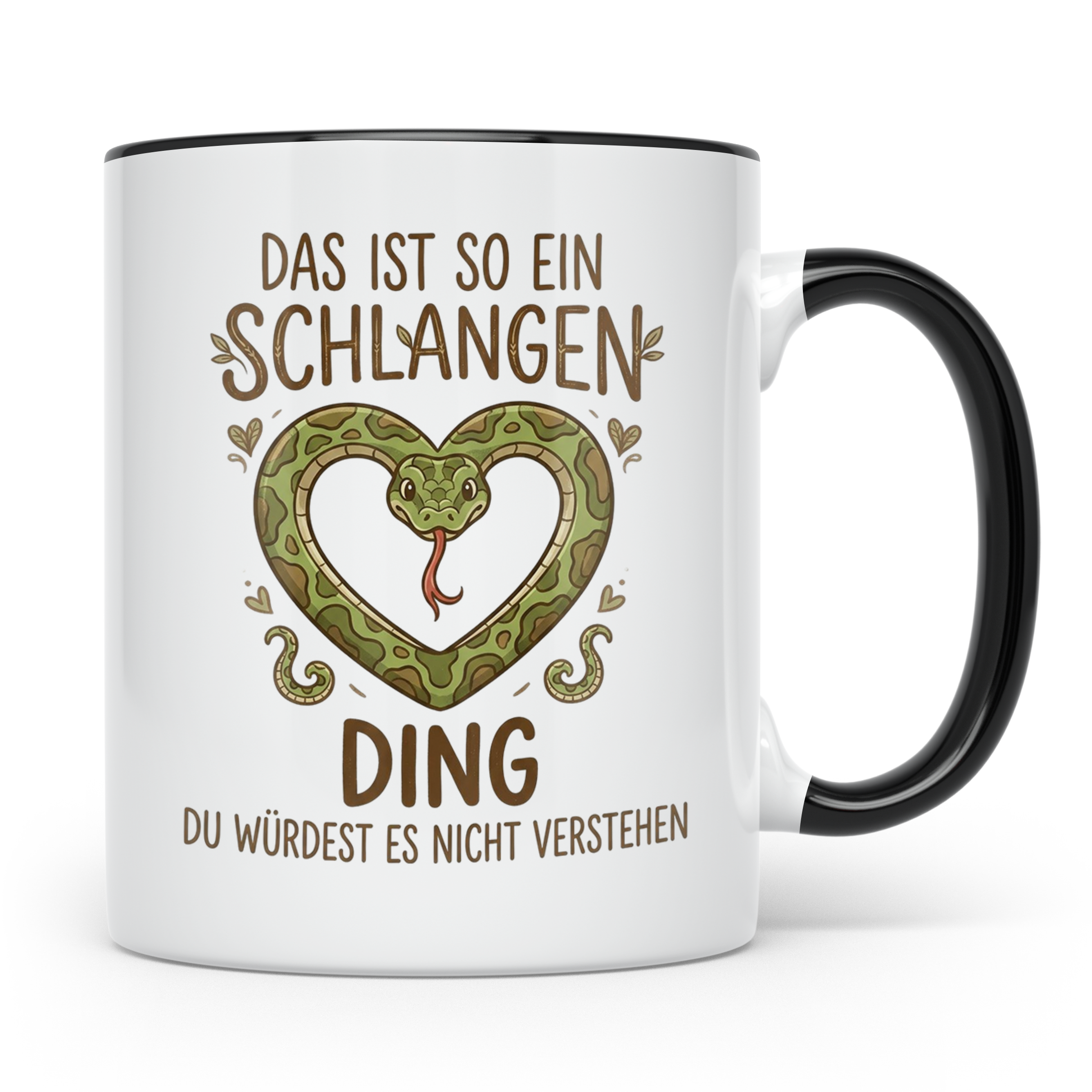 Schlangen Tasse mit Spruch, Geschenk für Schlangenhalter & T – Schwarz [farbe:schwarz]