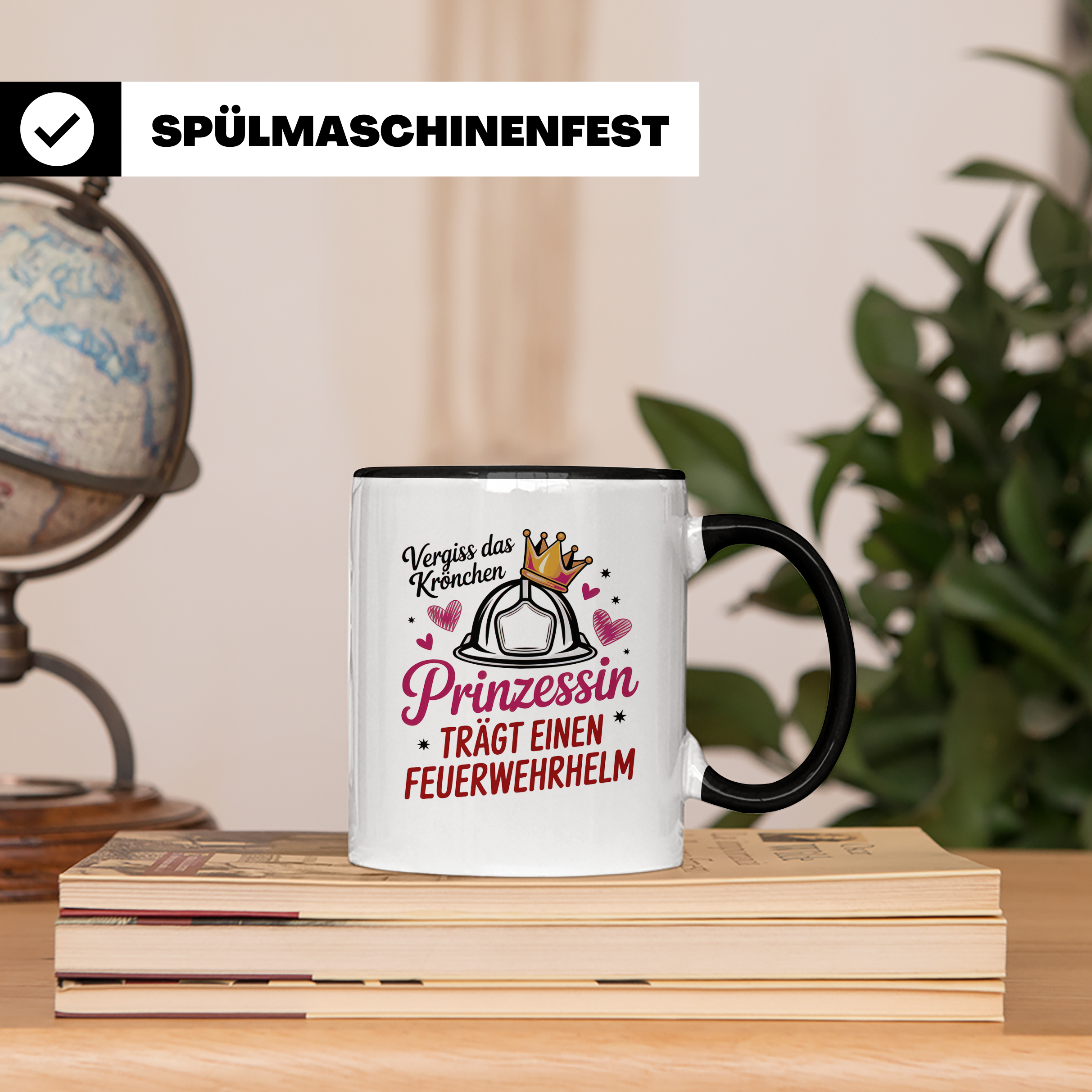 Feuerwehr Prinzessin Tasse-Vergiss Krönchen! - Feuerwehrhelm-Mädchen, Schutzhelm Feuerwehrfrau Geschenkidee-Berufsfeuerwehr-Ehrenamt