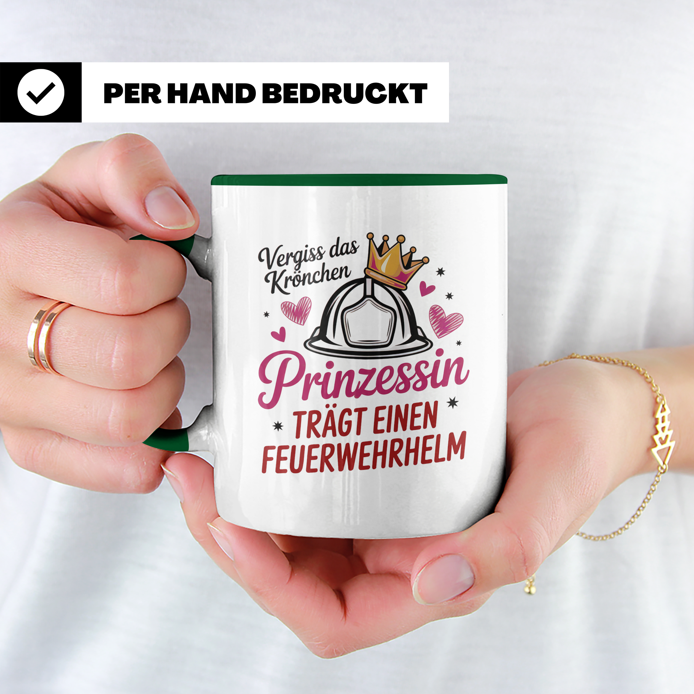 Feuerwehr Prinzessin Tasse-Vergiss Krönchen! - Feuerwehrhelm-Mädchen, Schutzhelm Feuerwehrfrau Geschenkidee-Berufsfeuerwehr-Ehrenamt