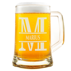 Personalisiertes Bierkrug mit Monogramm – Elegantes Geschenk für Männer, Monogramm M Bierkrug für Mein Freund, Ideal für Geburtstagsgeschenke