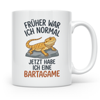 Bartagame Tasse mit Spruch Früher normal. Lustiges Geschenk  – Weiß [farbe:weiß]