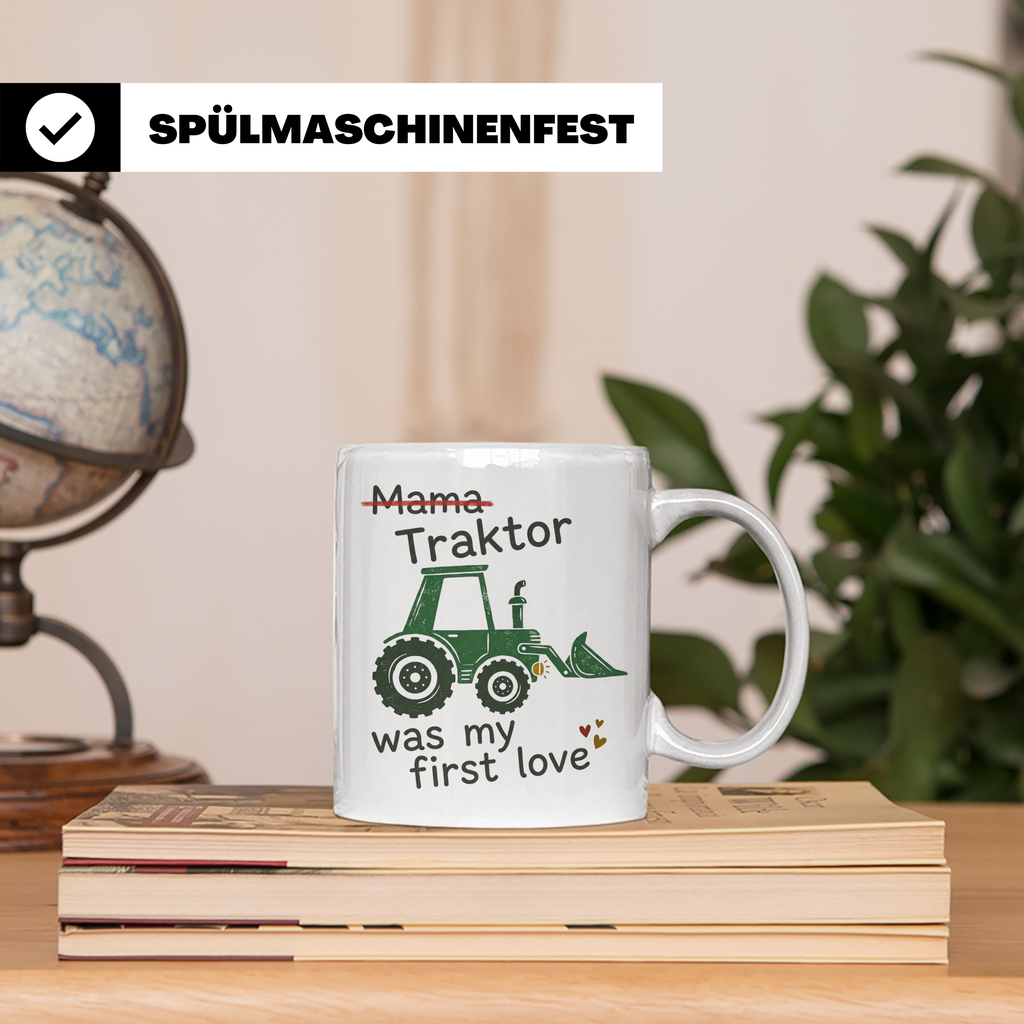 Traktor Tasse mit Spruch Mama Traktor was my first love | lu – Weiß [farbe:weiß]