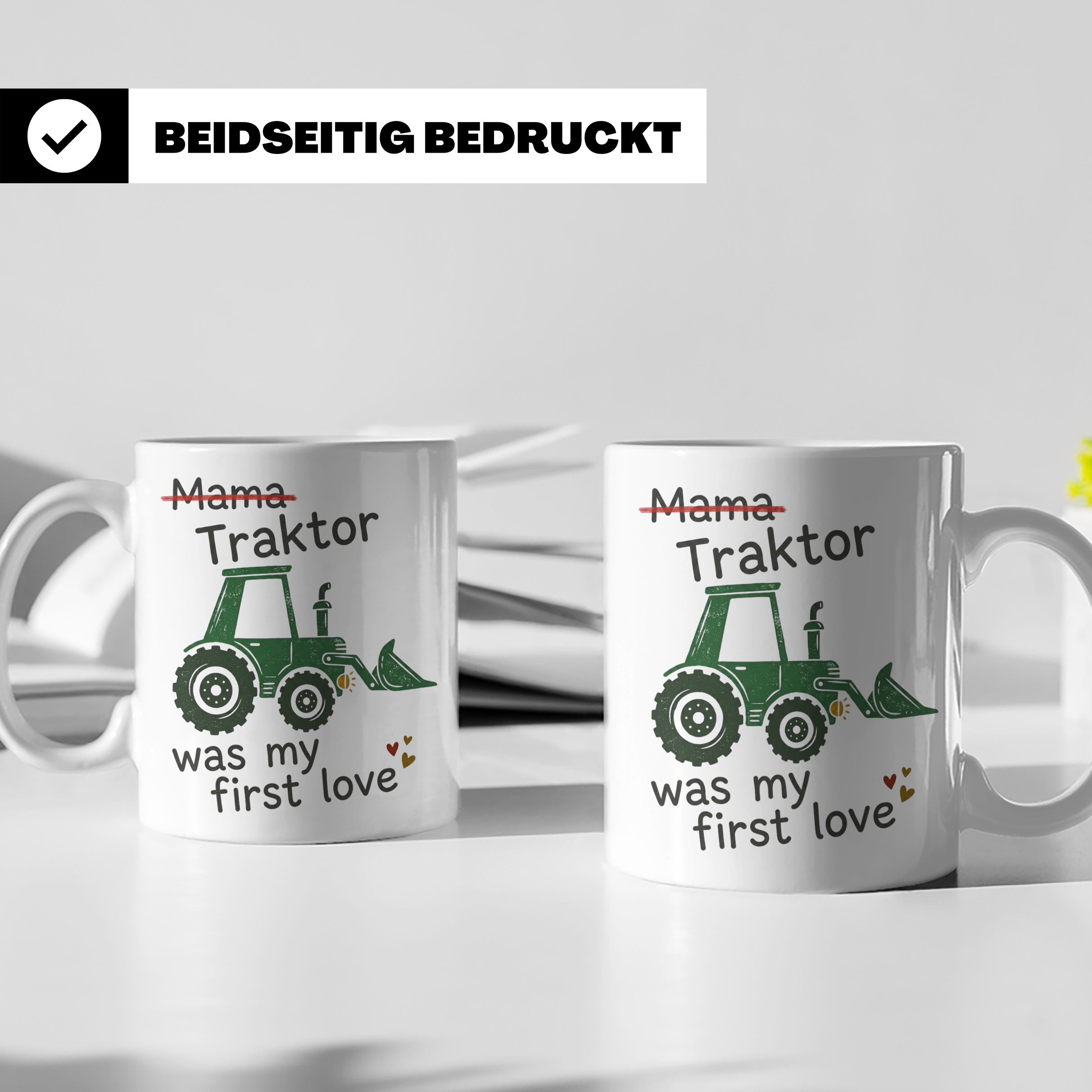 Traktor Tasse mit Spruch Mama Traktor was my first love | lu – Weiß [farbe:weiß]