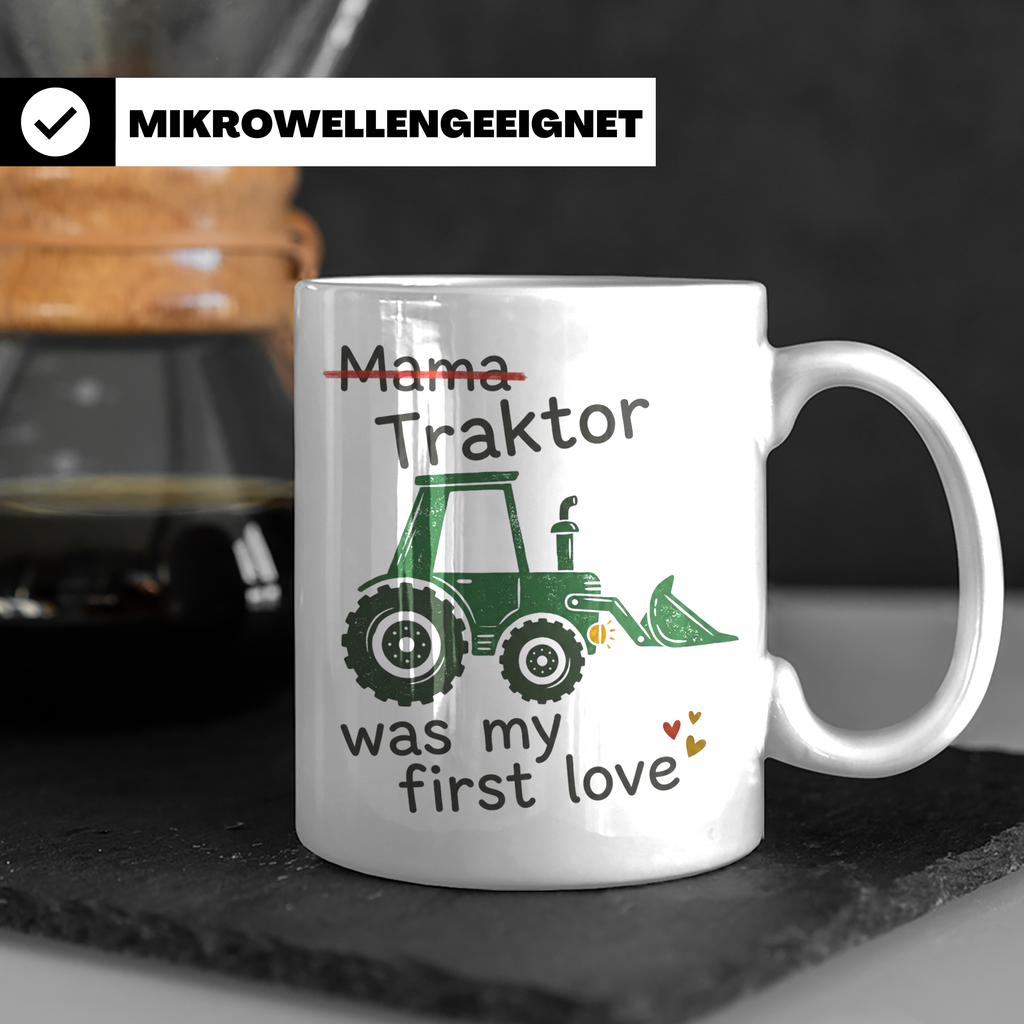 Traktor Tasse mit Spruch Mama Traktor was my first love | lu – Weiß [farbe:weiß]