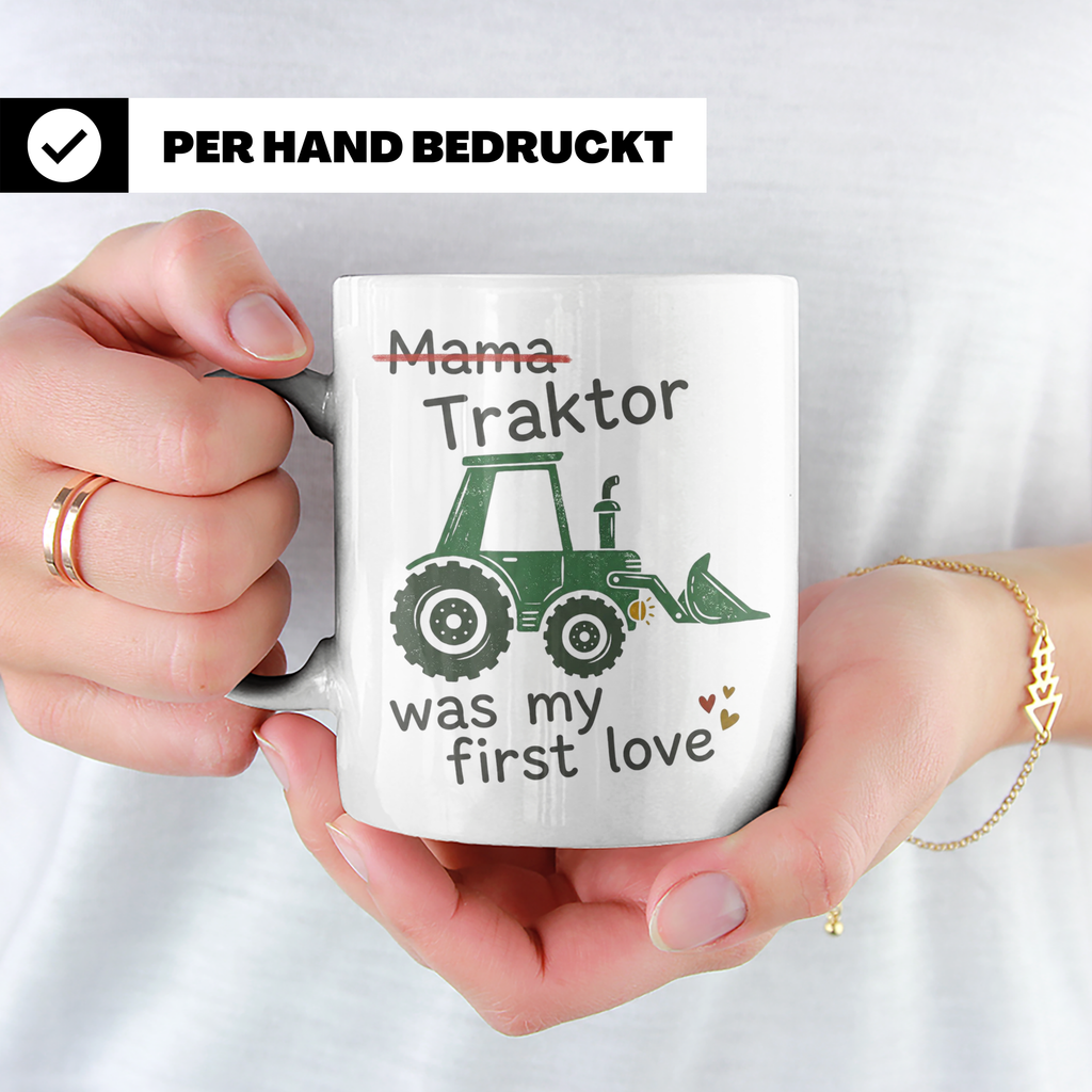 Traktor Tasse mit Spruch Mama Traktor was my first love | lu – Weiß [farbe:weiß]