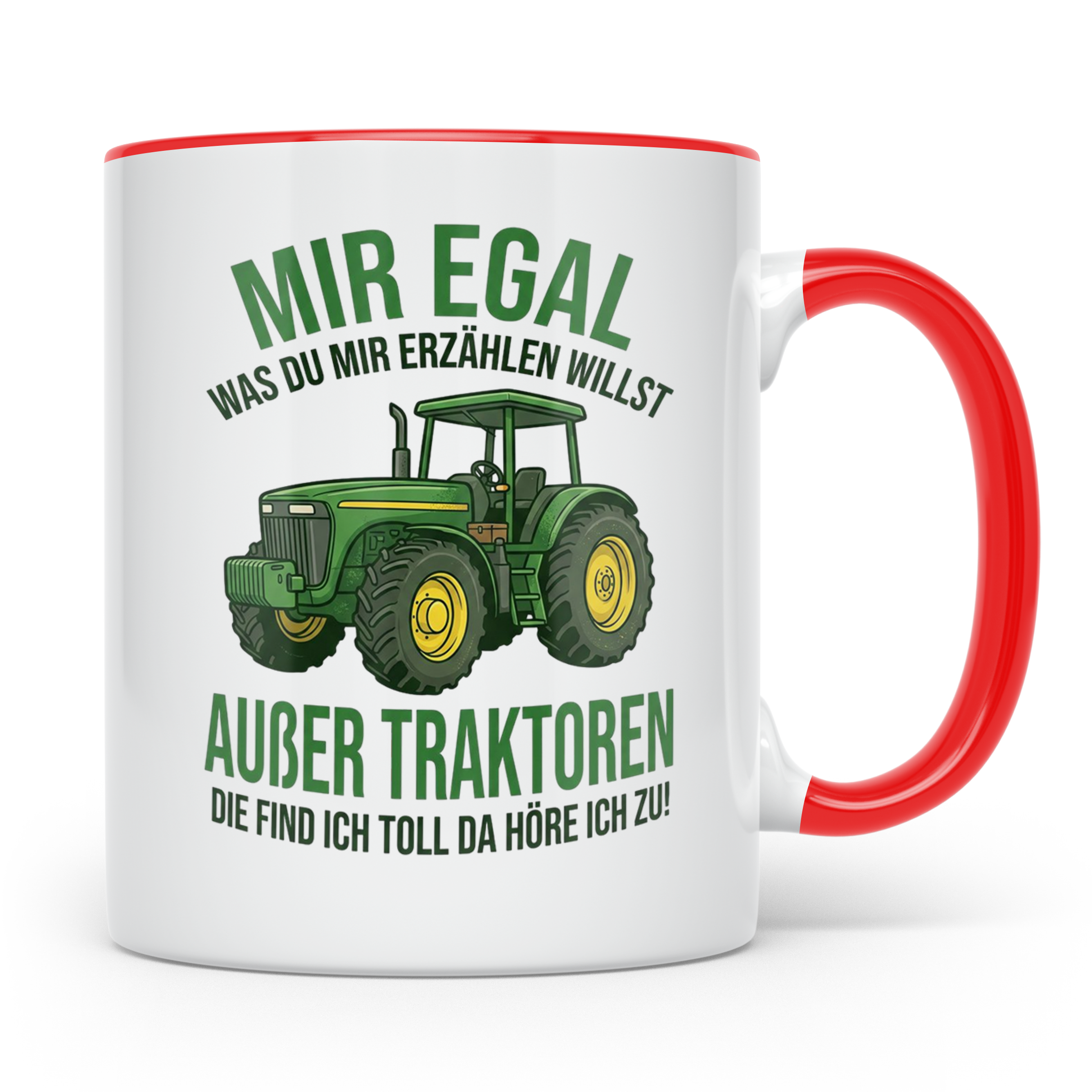 Traktor Tasse mit Spruch Mir egal außer Traktoren | Geschenk – Rot [farbe:rot]